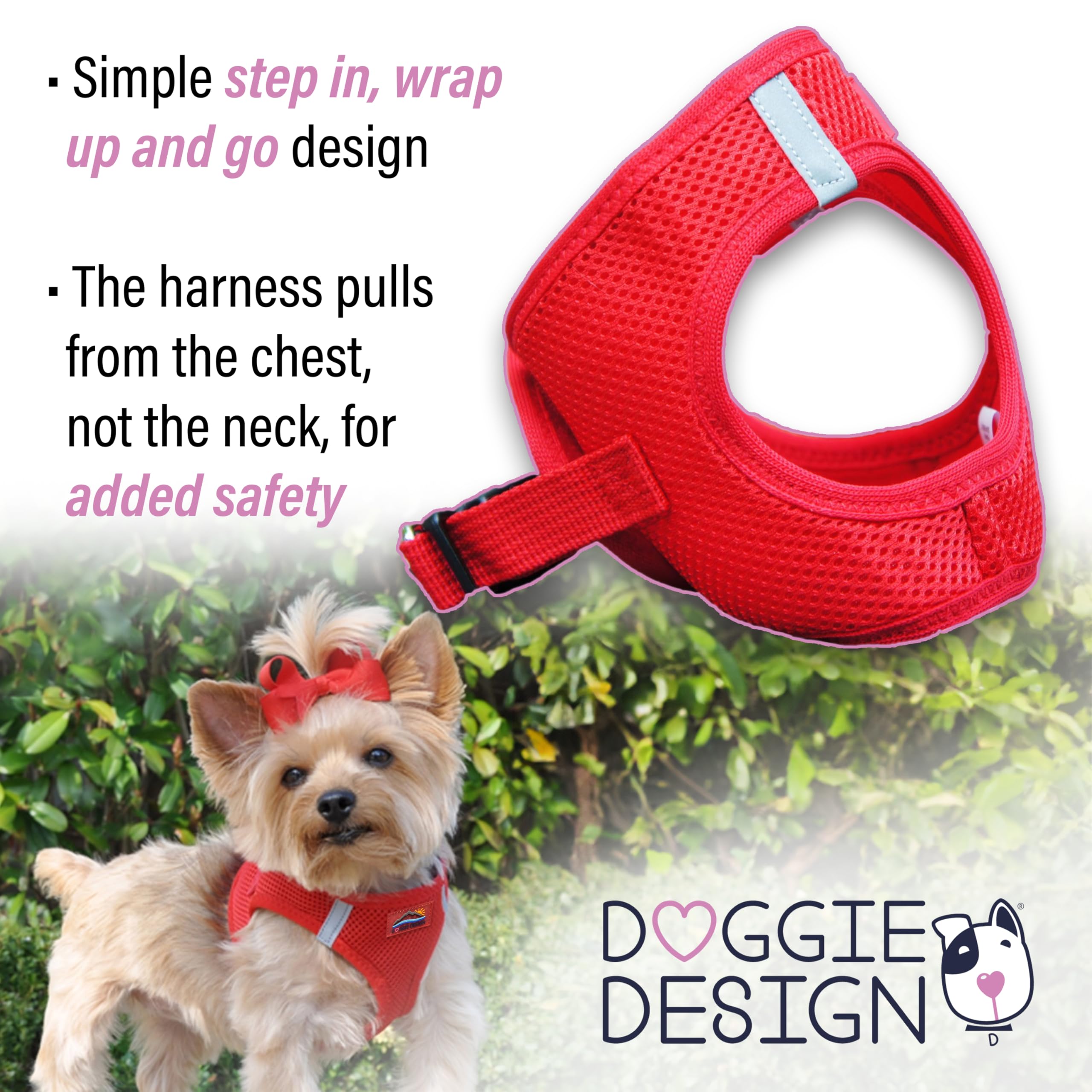 Doggie Design American River Ultra Choke-Free Mesh Dog Harness Red (Xx-Small)