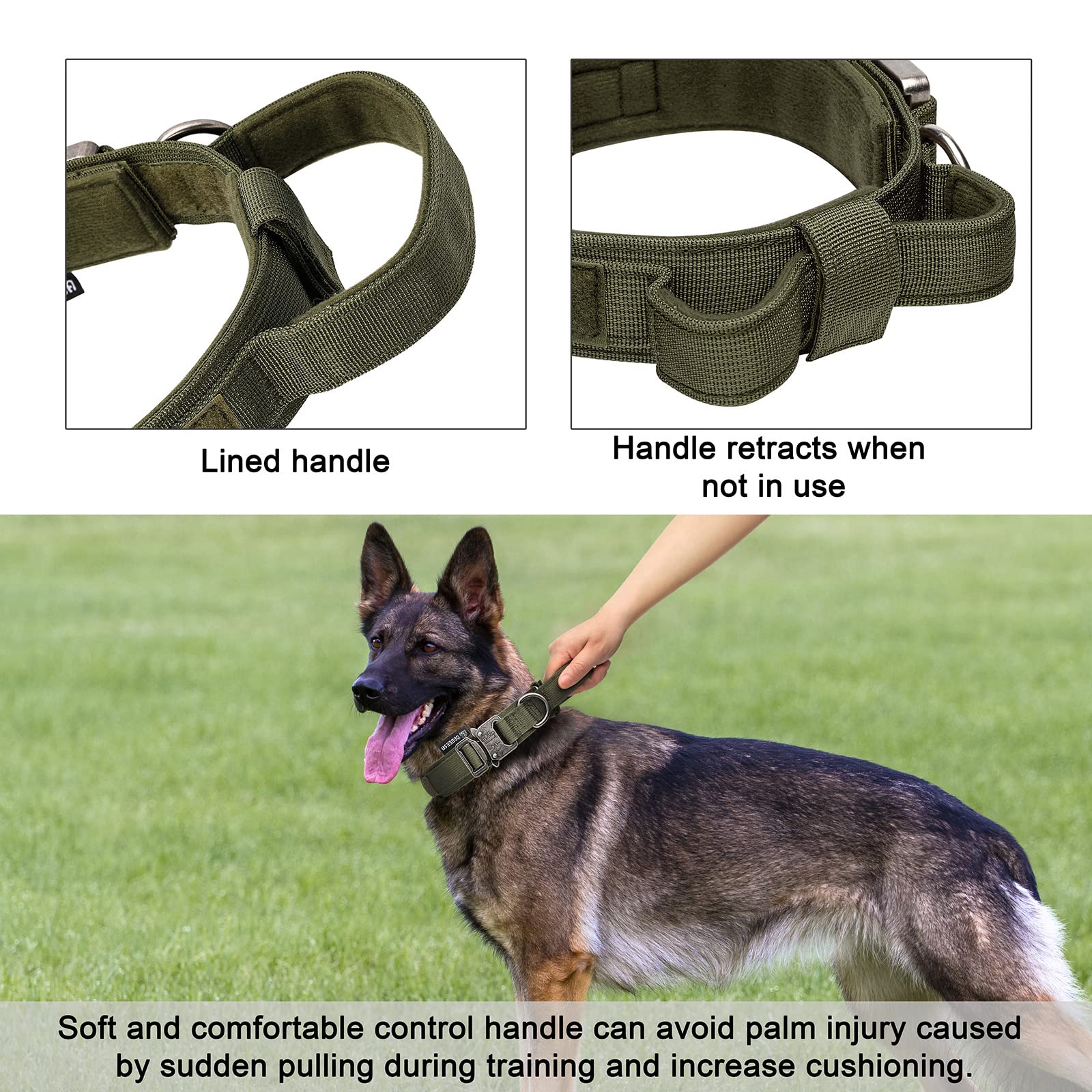 Oebeesa Tactical Dog Collar Adjustable Military Collar: - Nylon K9 Collars With Handle And Heavy Duty Metal Buckle For Medium An