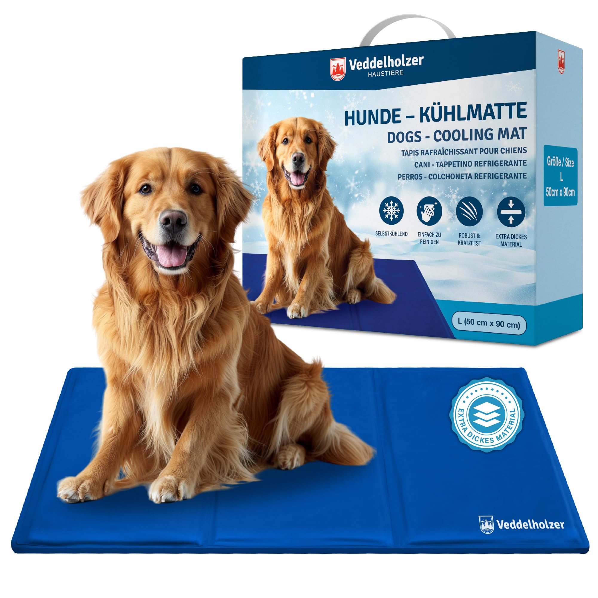 Veddelholzer Cooling Mat (M) for Dogs Extra Thick and SelfCooling Without Electricity Perfect for Summer & Travel For Small, Me