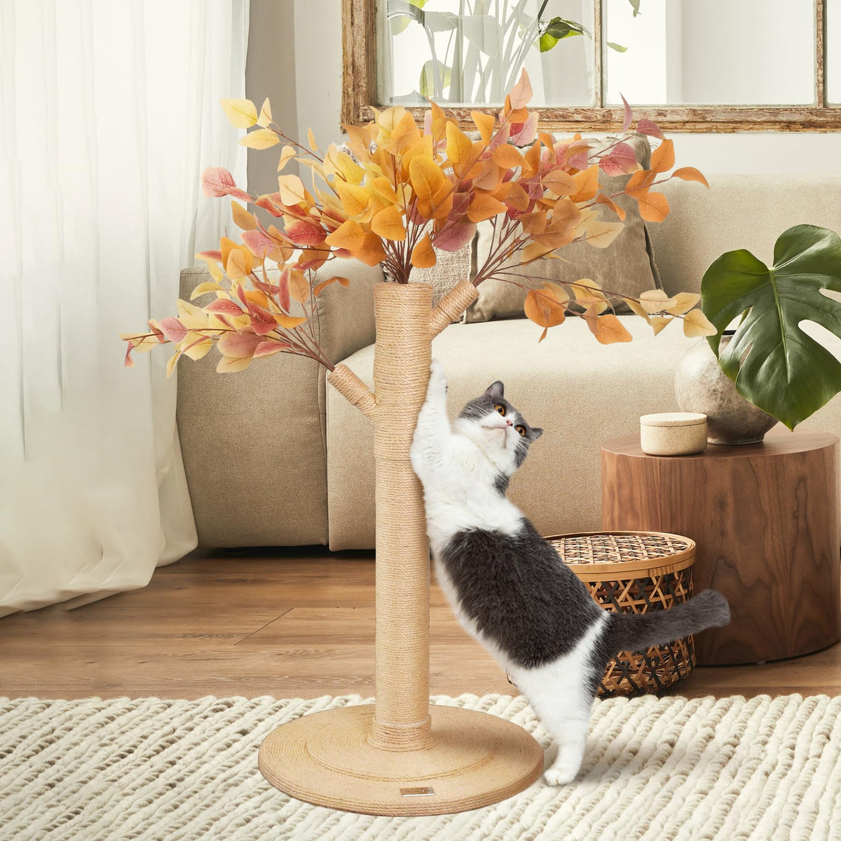 Cat Scratching Post 41.7' Tall Scratching Post For Indoor Cats Cat Scratcher Cat Tree Wrapped Sisal Rope Large Cat Scratching Post Cute Cat Scratching