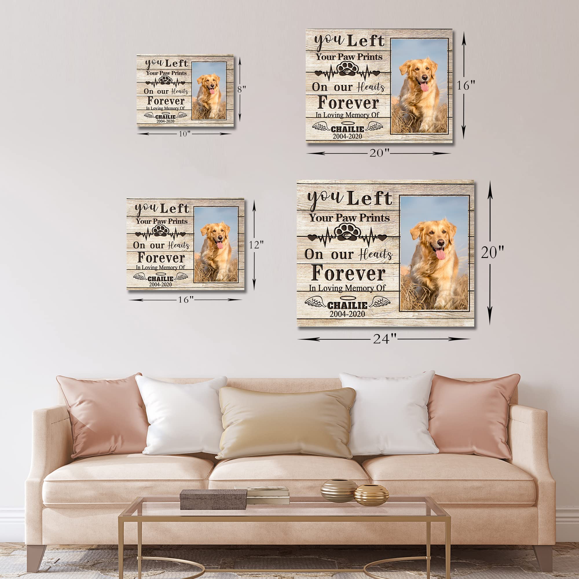 Customized Dog Memory Canvas Print Personalized Picture Pet Loss Memorial Canvas Wall Art Custom Pet Bereavement Gift Wall Art Sign Pet Bereavement Gift For Dog Lover Dog Mom Dog Dad Made In Usa