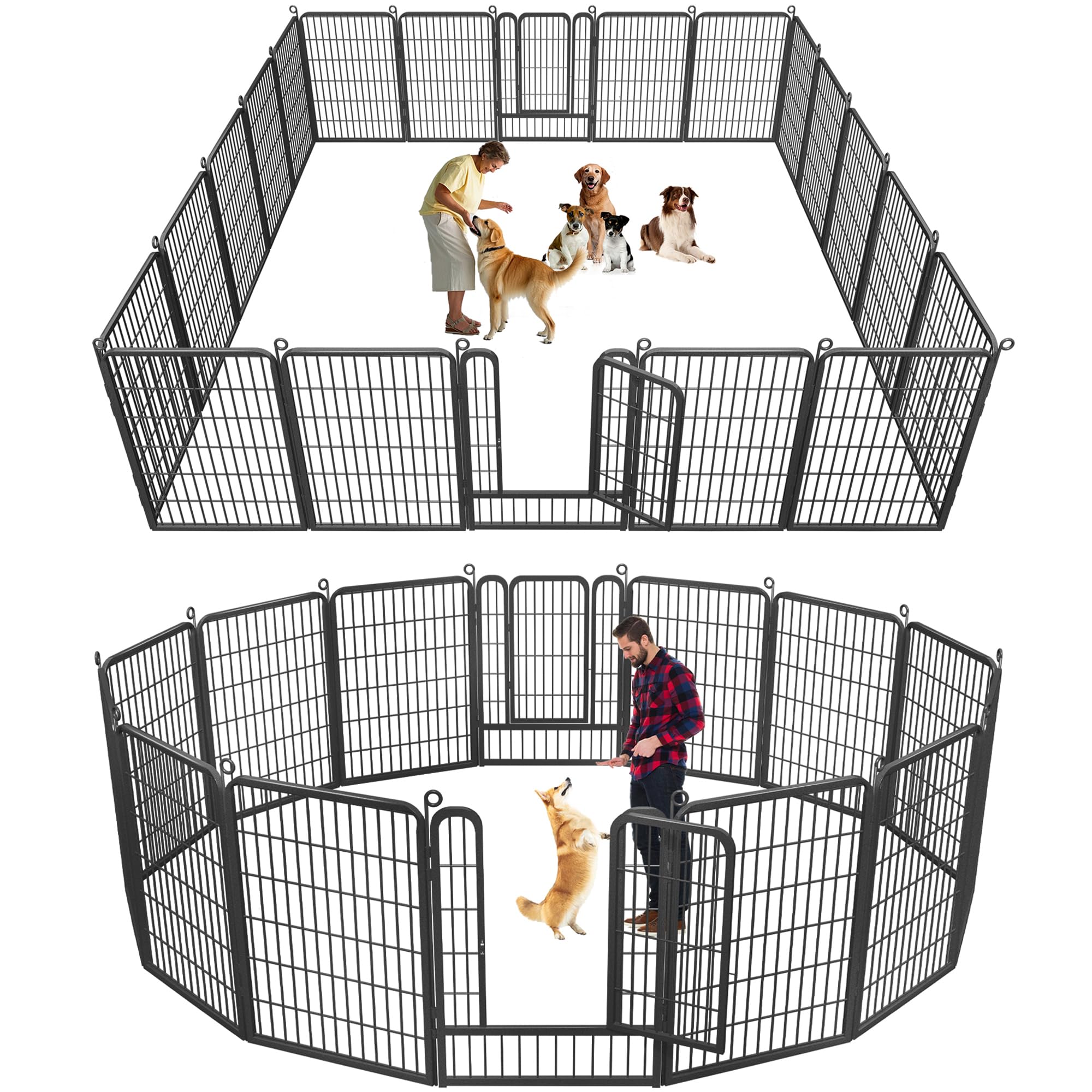 Jhsomdr Dog Playpen, 40 inch 14 Panels Dog Pen Indoor Pet Dog Fence Outdoor for Yard Metal Puppy Playpen Pet Exercise Pen Rustpr