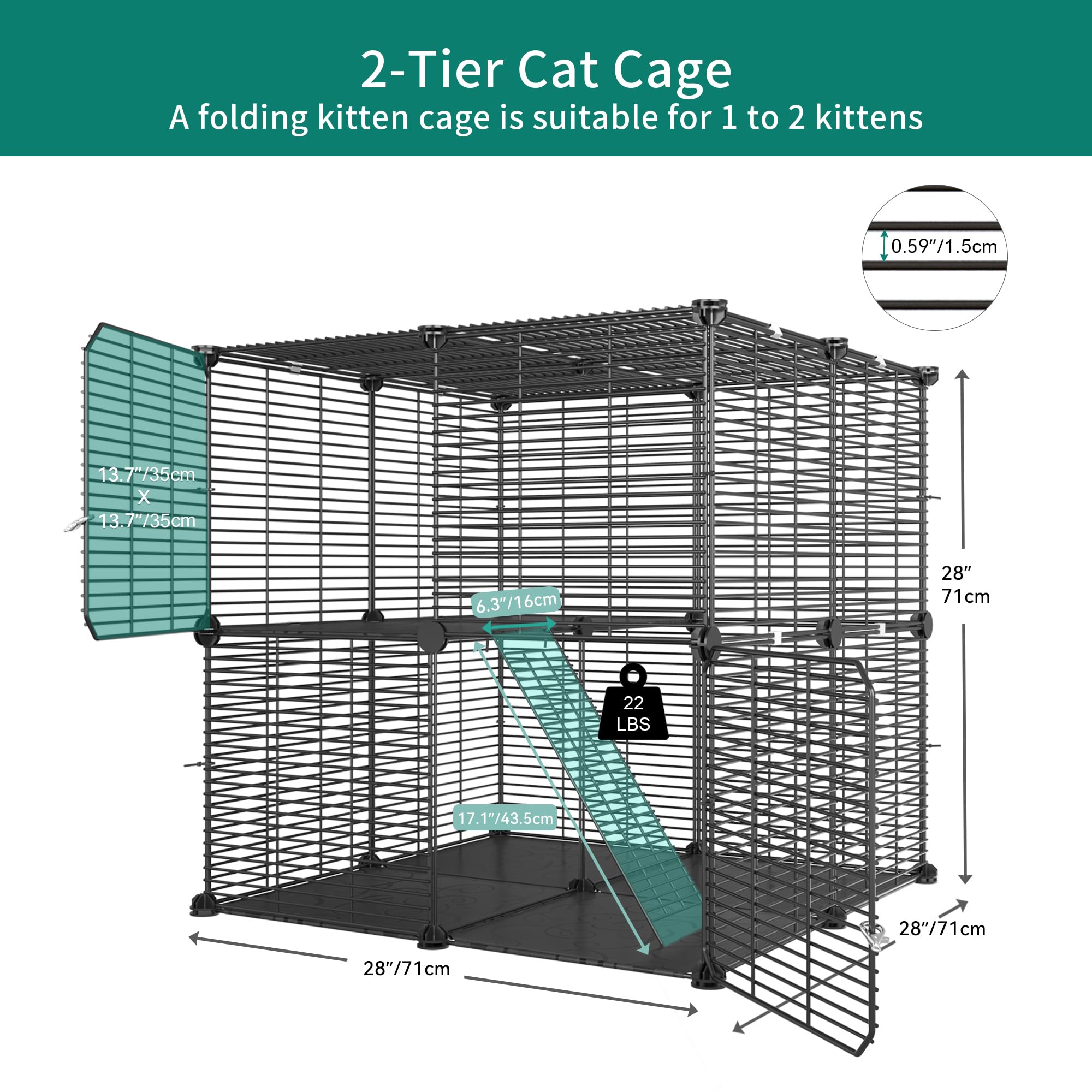 Yitahome Indoor Cat Playpen, Metal Cat Cage With Extra-Large Hammock For 1-2 Cats, Chinchillas, Ferrets, Rabbits, And Small Anim