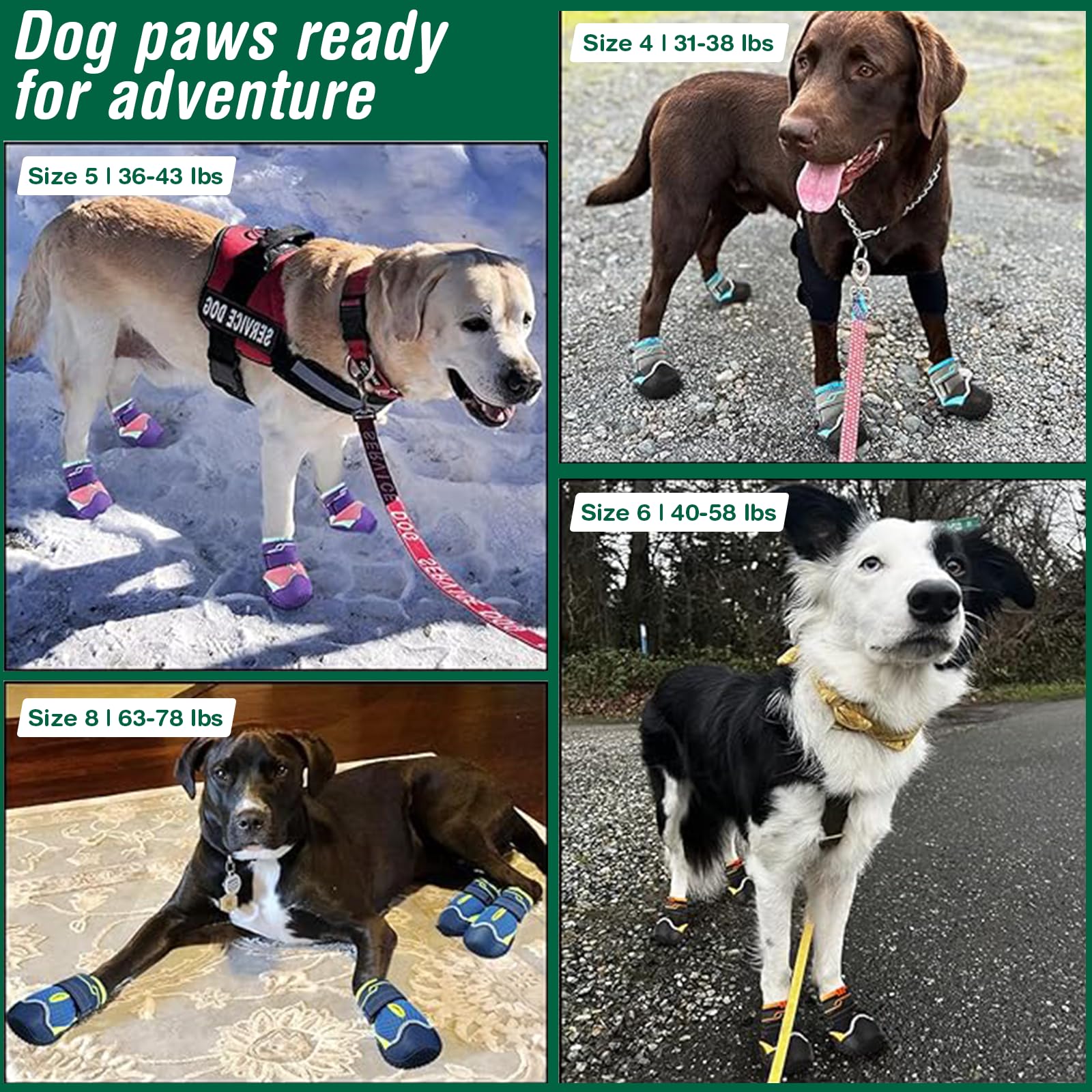 Aokown Dog Shoes For Large Dogs, Anti-Slip Dog Boots For Winter Snow, Hot Pavement, Dog Booties & Paw Protectors For Hardwood Fl