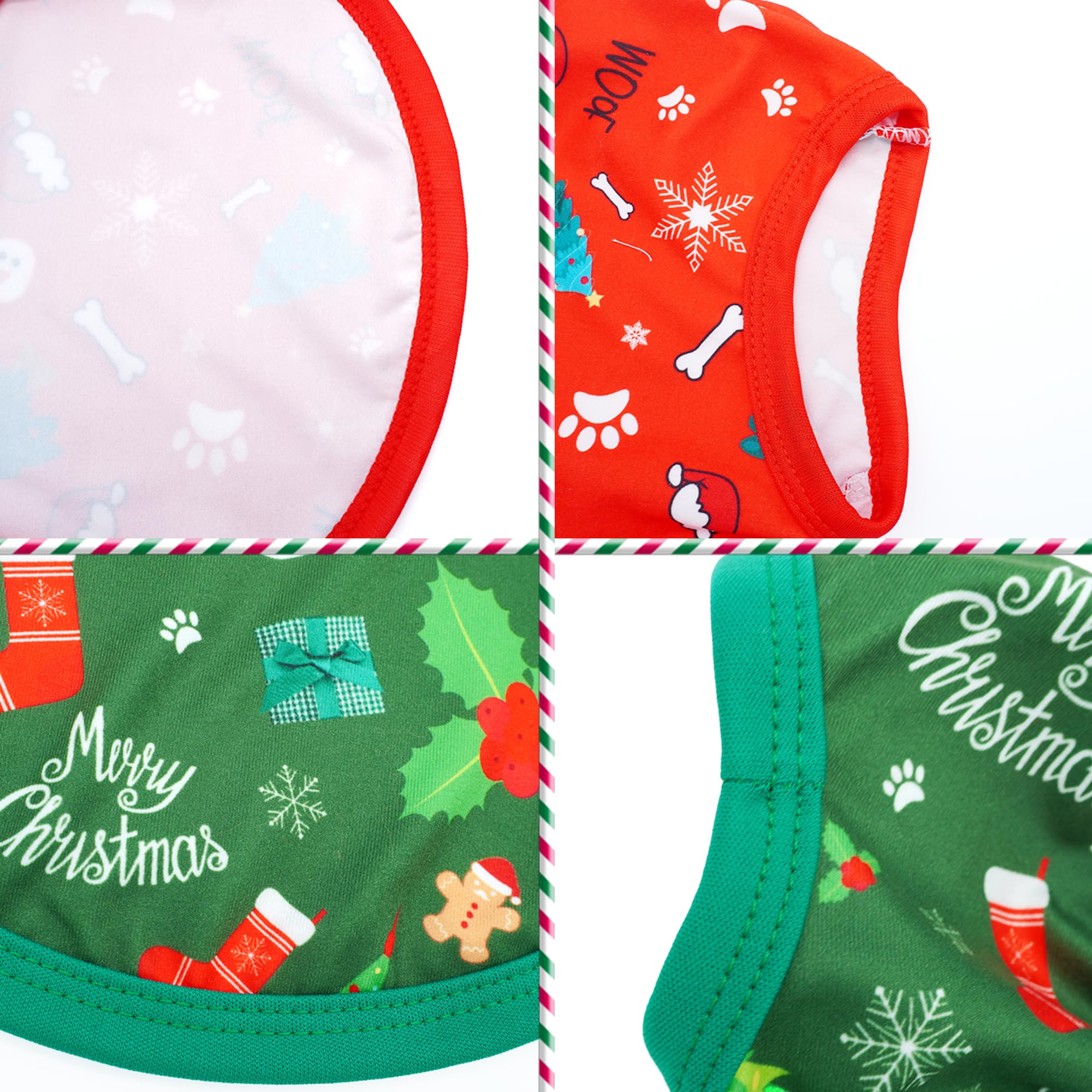 Jpgdn 2Pcs/Pack Christmas Dog Shirts Sleeveless Vest For Extral Large Dog Red Green Vest Light Soft Breathable Outfit Paw Print