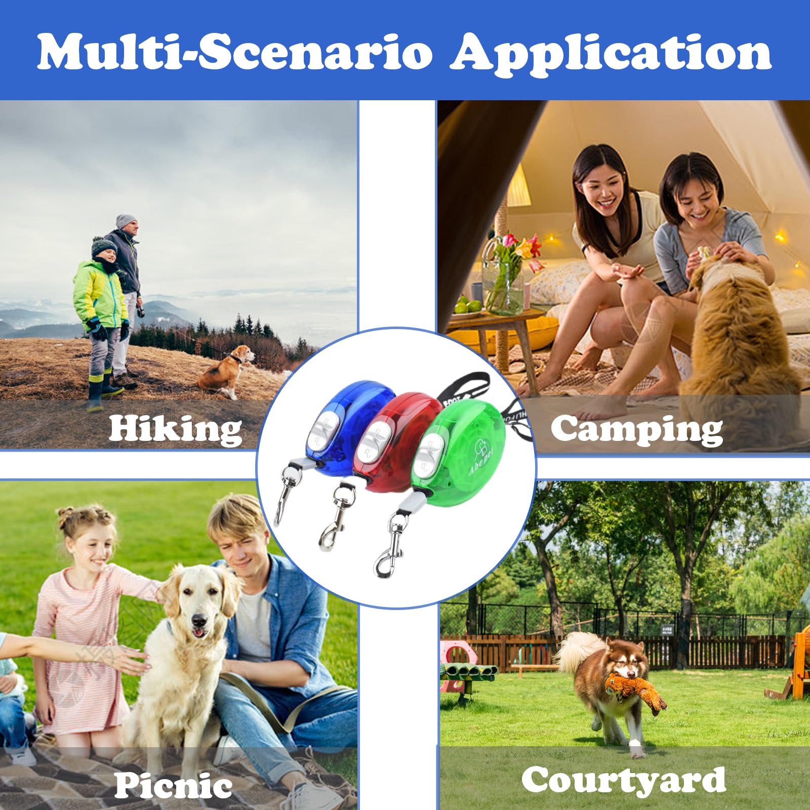 Cdipesp Mini Retractable Dog Leash With 8Ft Strong Nylon Tape, Hands Free Portable Lightweight Walking Leash With Wrist Strap Fo