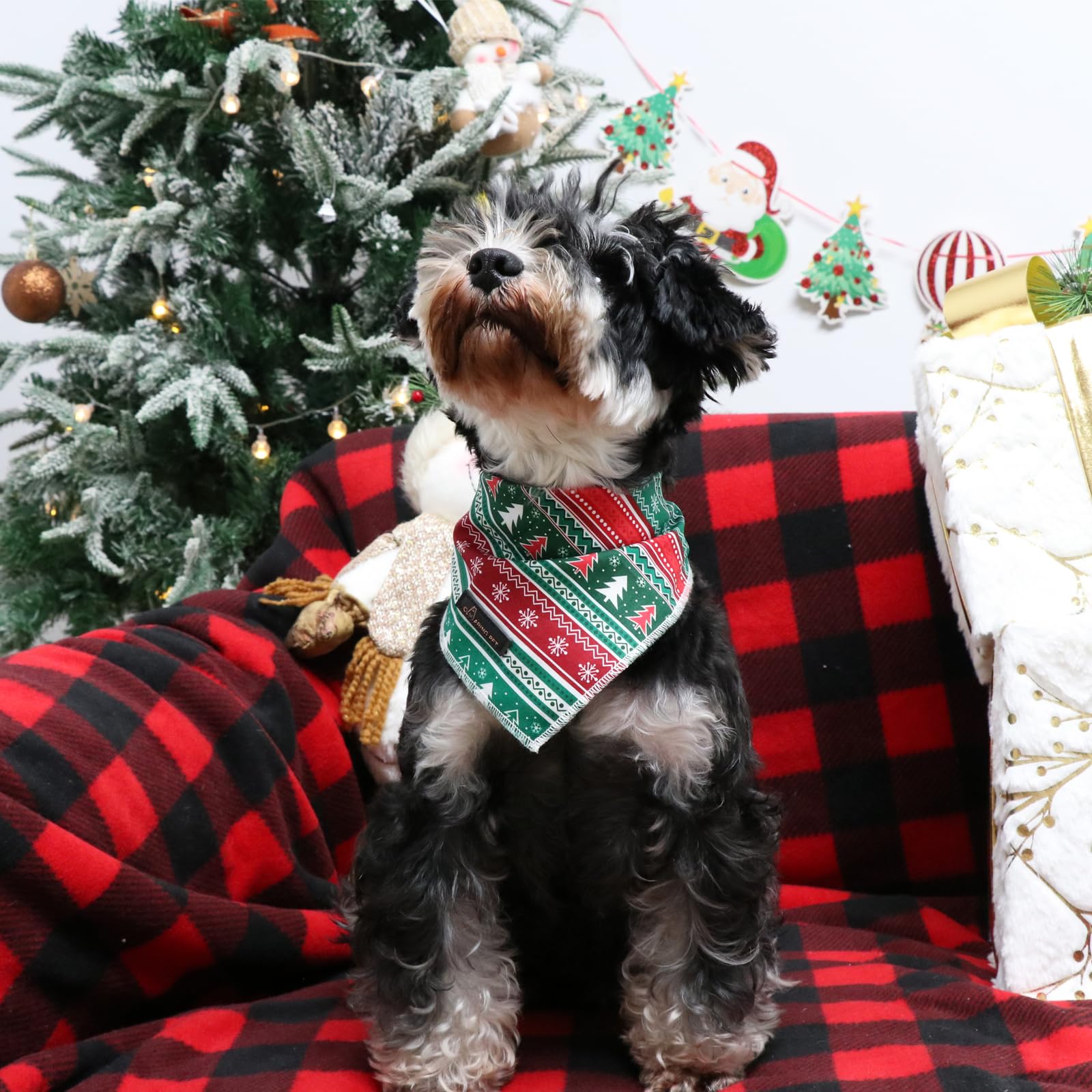 Aring Pet Christmas Bandana - Cute Cotton Dog & Cat Scarves, Soft Comfortable Triangle Bibs For Small To Large Pets