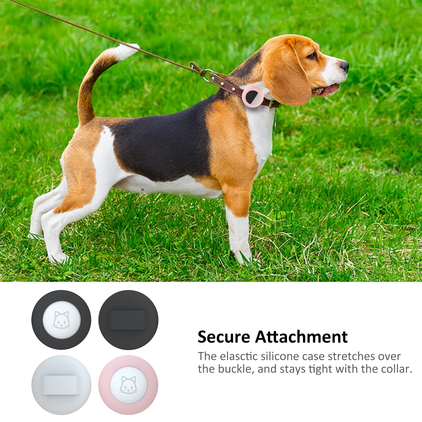 2022 Airtag Cat Collar Holder, Small Air Tag Cat Collar Holder Compatible With Apple Airtag Gps Tracker, 2Pack Waterproof Case Cover For Cat Dog Pet Collar Within 3/8 Inch (Black&Black&Pink&White)