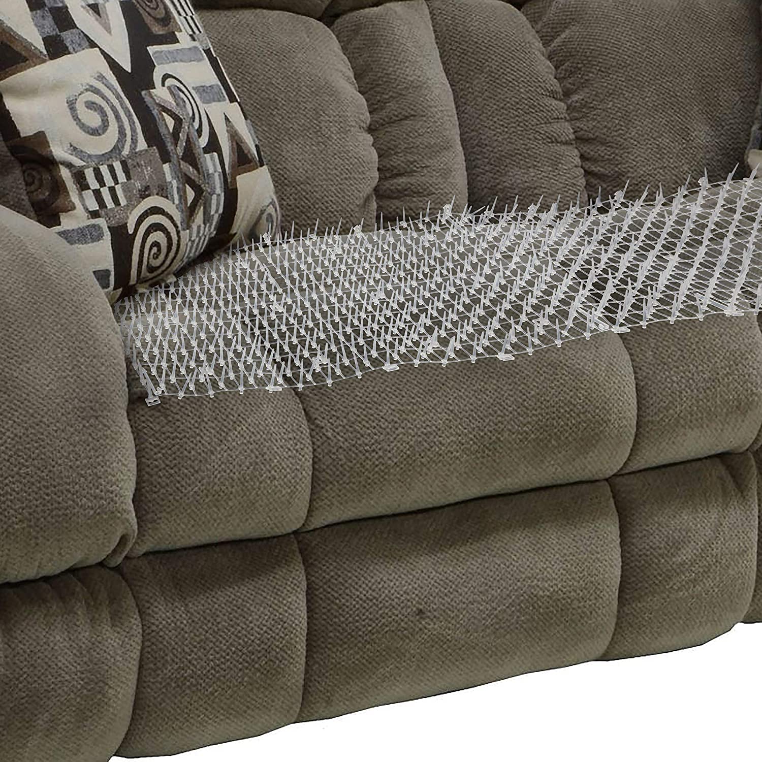 Cat Scat Mat Clear (14 Ft.) With 10 Staples, Anti-Cat Network With Spikes Digging Stopper - Cat Deterrent Mat For Indoor And Out