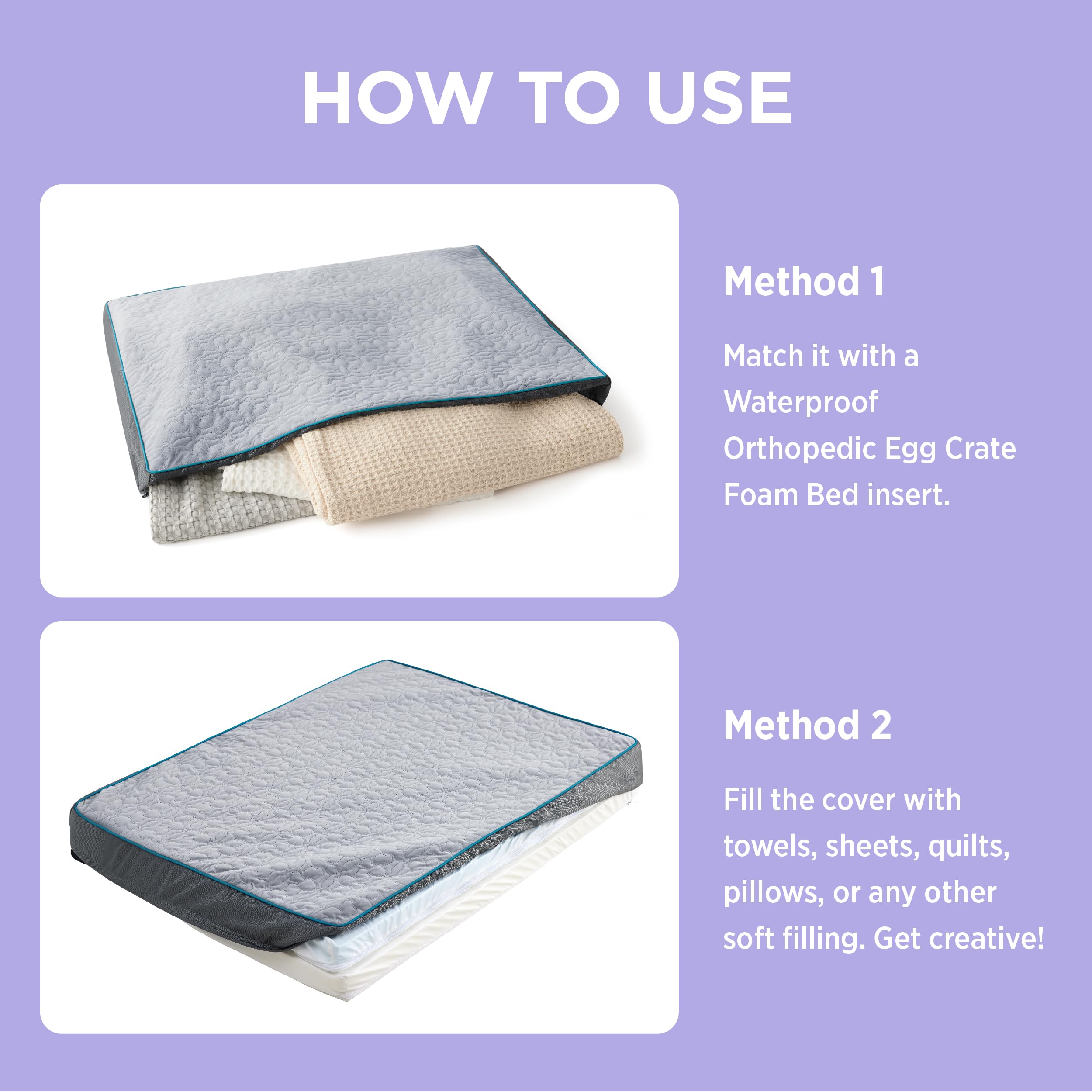 Lesure Dog Bed Cover Flannel Medium Washable Plush Fleece Replacement Cover For Orthopedic Pet Mat 29X18X3 Inches, Grey