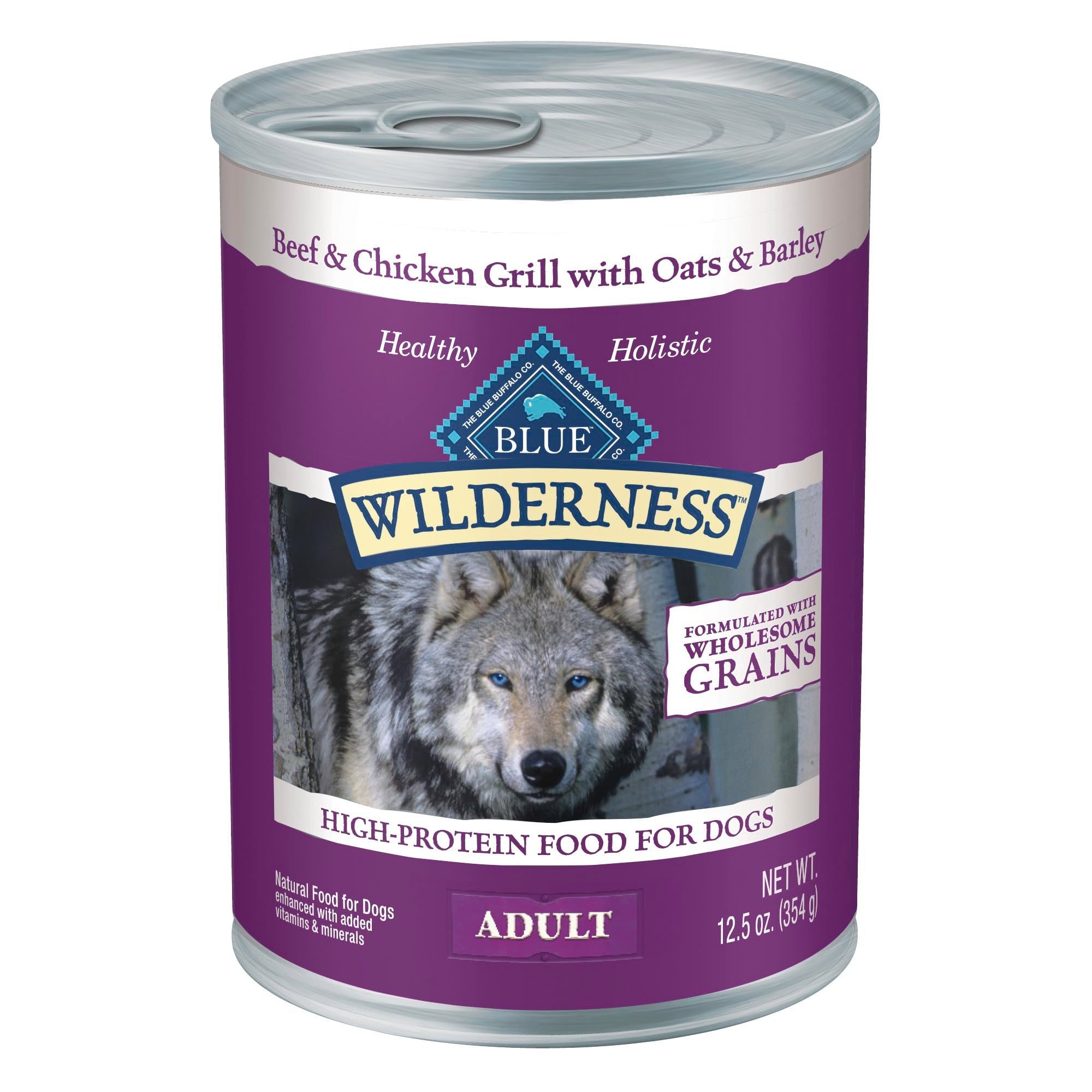 Blue Buffalo Wilderness Adult Wet Dog Food with Wholesome Grains, Made with Natural Ingredients, Beef & Chicken Grill, 12.5-oz. 