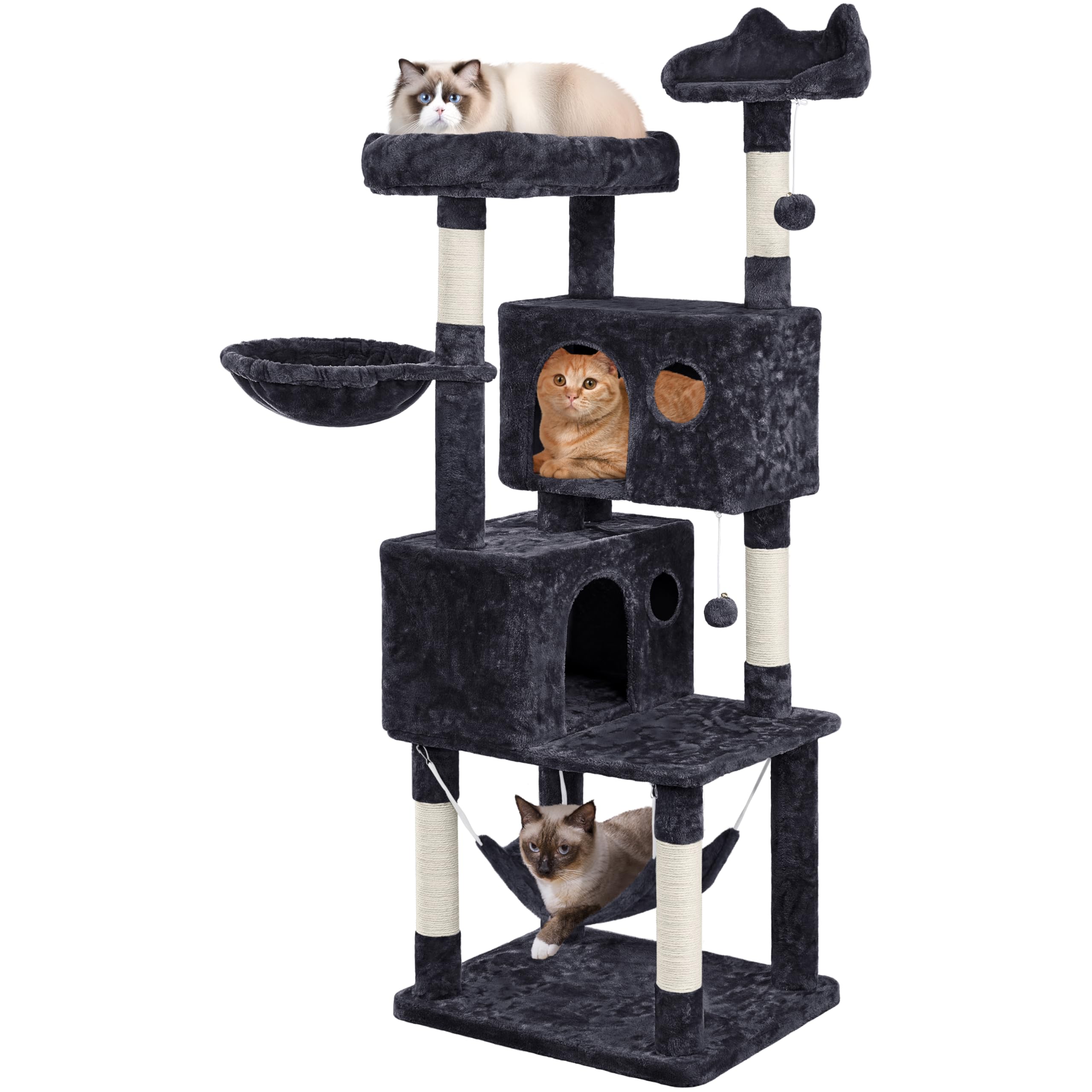 Yaheetech Multil-Level Cat Tree Cat House For Large Cats, 64.5In Cat Tower For Indoor Cats As Modern Activity Center With Scratc