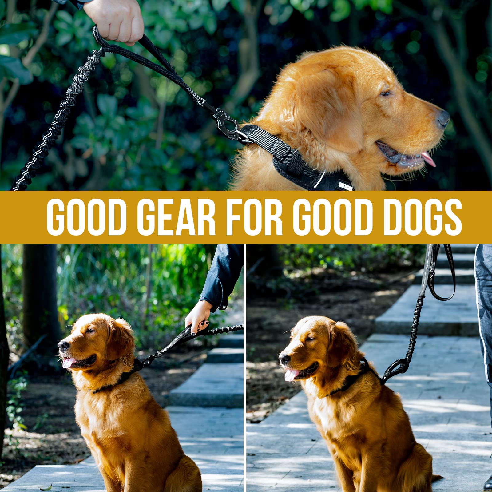 Onetigris 6Ft Dog Leash, Heavy Duty Leash With 2 Padded Handle - Pet Training Lead With Reflective Double Handle For Traffic Con