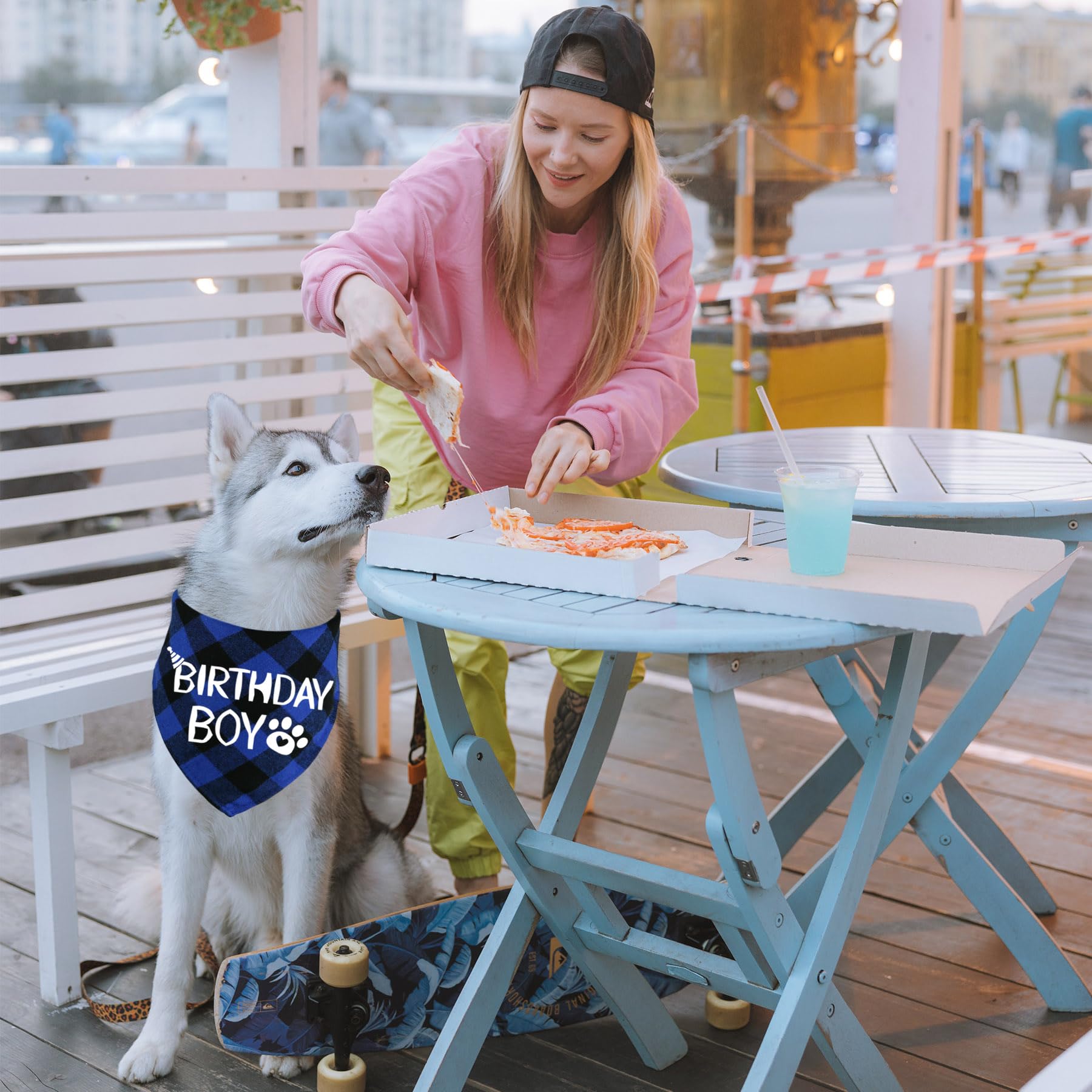 Stmk Dog Birthday Bandana, Multi Sizes Dog Birthday Boy Bandana For Small Medium Large Dogs Pets (X-Large, Blue)