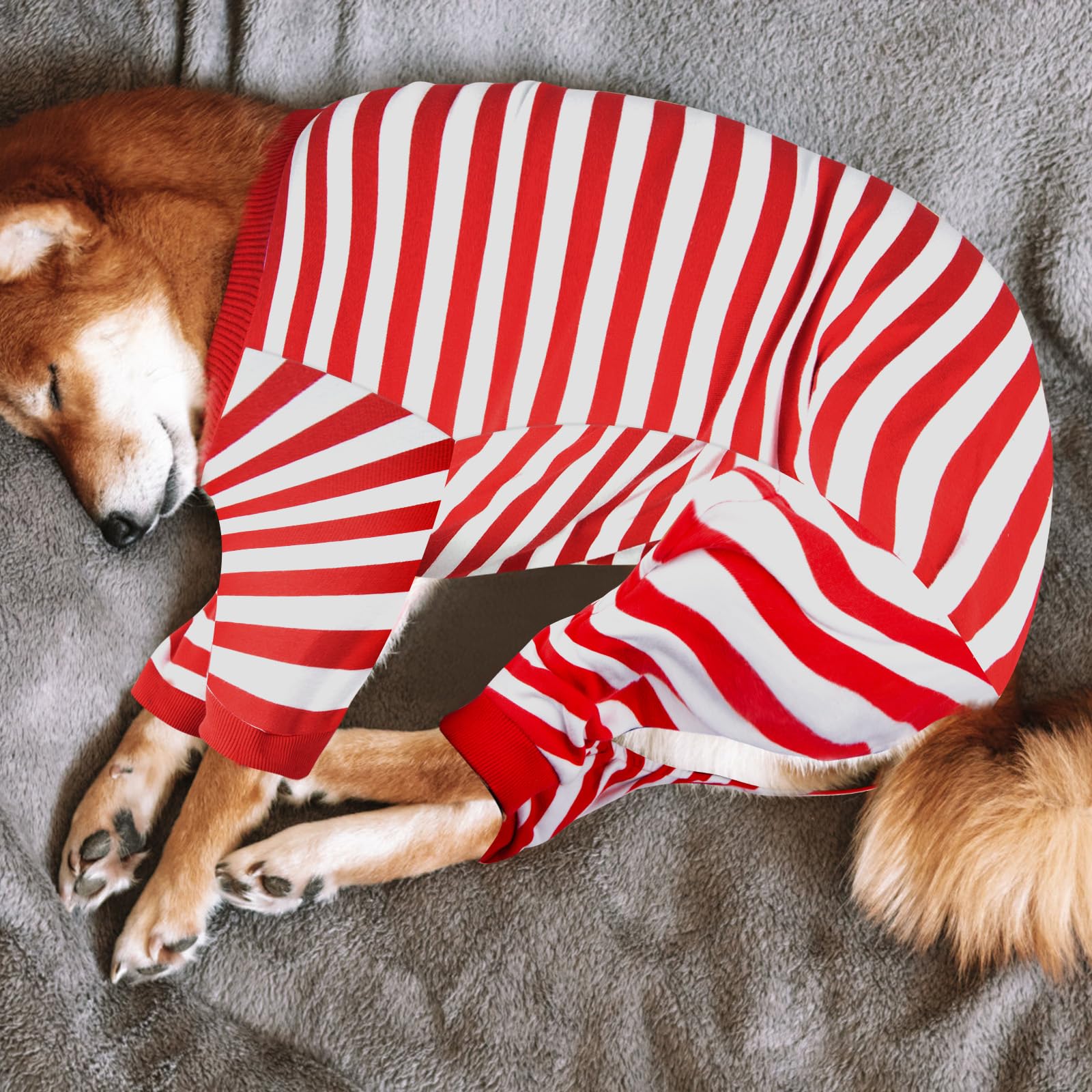 Uadonile Dog Pjs - Large Dog Christmas Pajamas, Red & White Striped Onesie For Boys & Girls