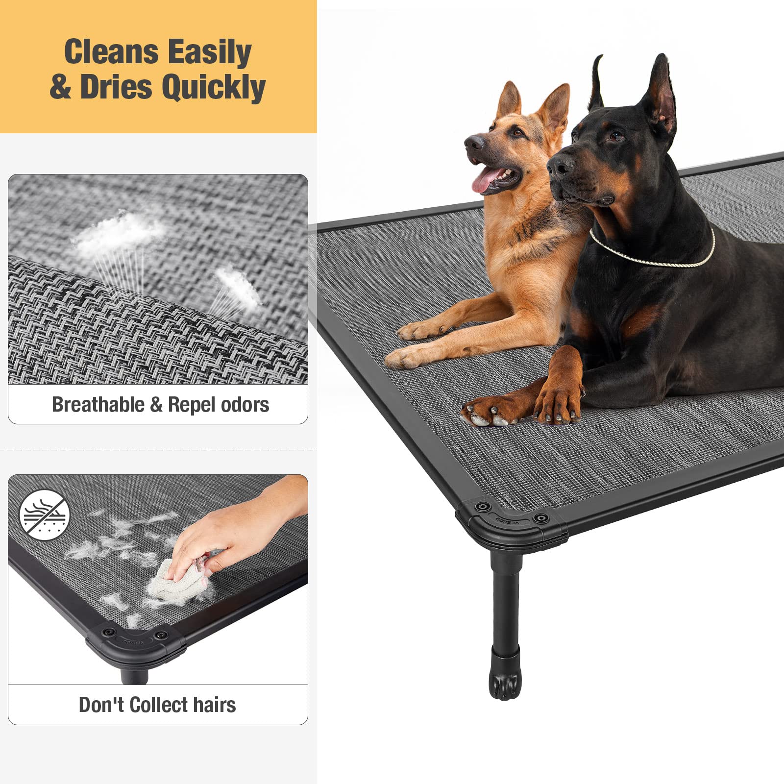 Veehoo Chew Proof Elevated Dog Bed - Cooling Raised Pet Cot- Rustless Aluminum Frame And Durable Textilene Mesh, Unique Designed