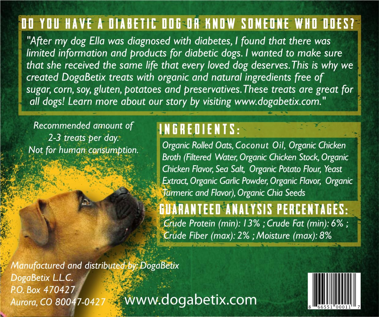 DogaBetix Ellas Diabetic Dog Treats 16 oz - Sweet Potato and Chicken -Low Glycemic Ingredients - Vet Approved - Made in USA by