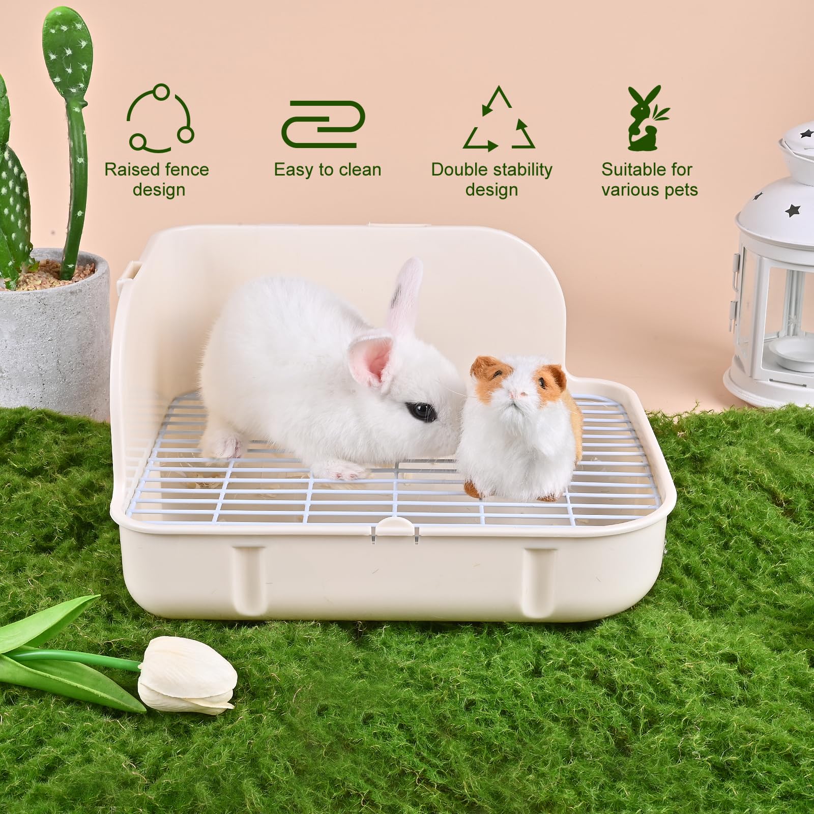 Rubyhome Rabbit Litter Box Toilet, Plastic Square Cage Box Potty Trainer Corner Litter Bedding Box Pet Pan For Small Animals, Ra
