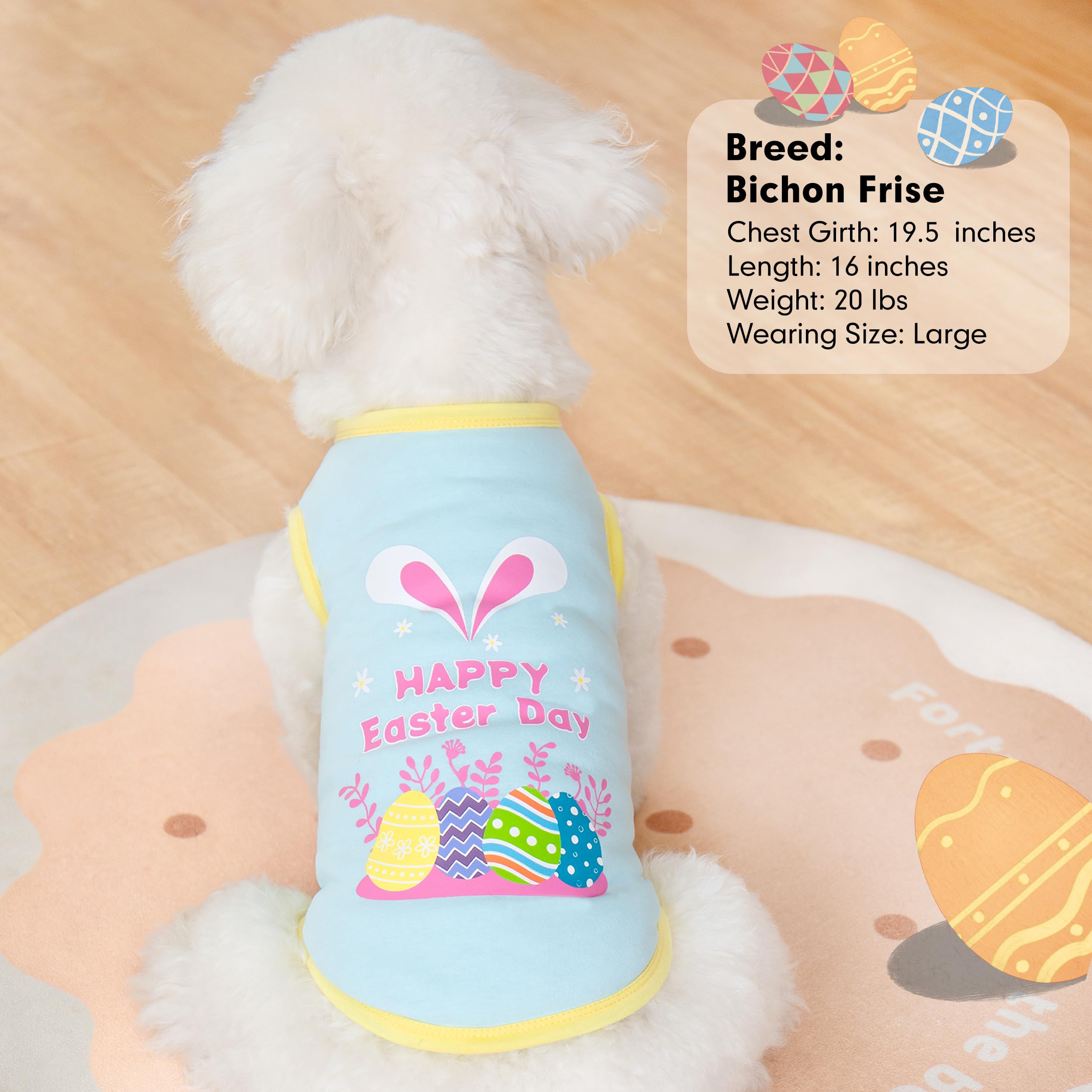 Cyeollo 2Pack Dog Easter Shirt For Small Dogs Soft Breathable T Shirts Dog Tank Top Vest T-Shirt Rabbit Print Pet Apparel