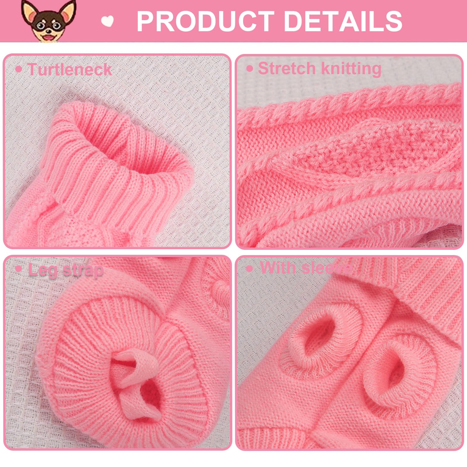 2 Pieces Puppy Sweater Dog Sweater For Small Dogs Winter Warm Dog Knitted Sweater Cute Puppy Clothes For Chihuahua Teacup Yorkie