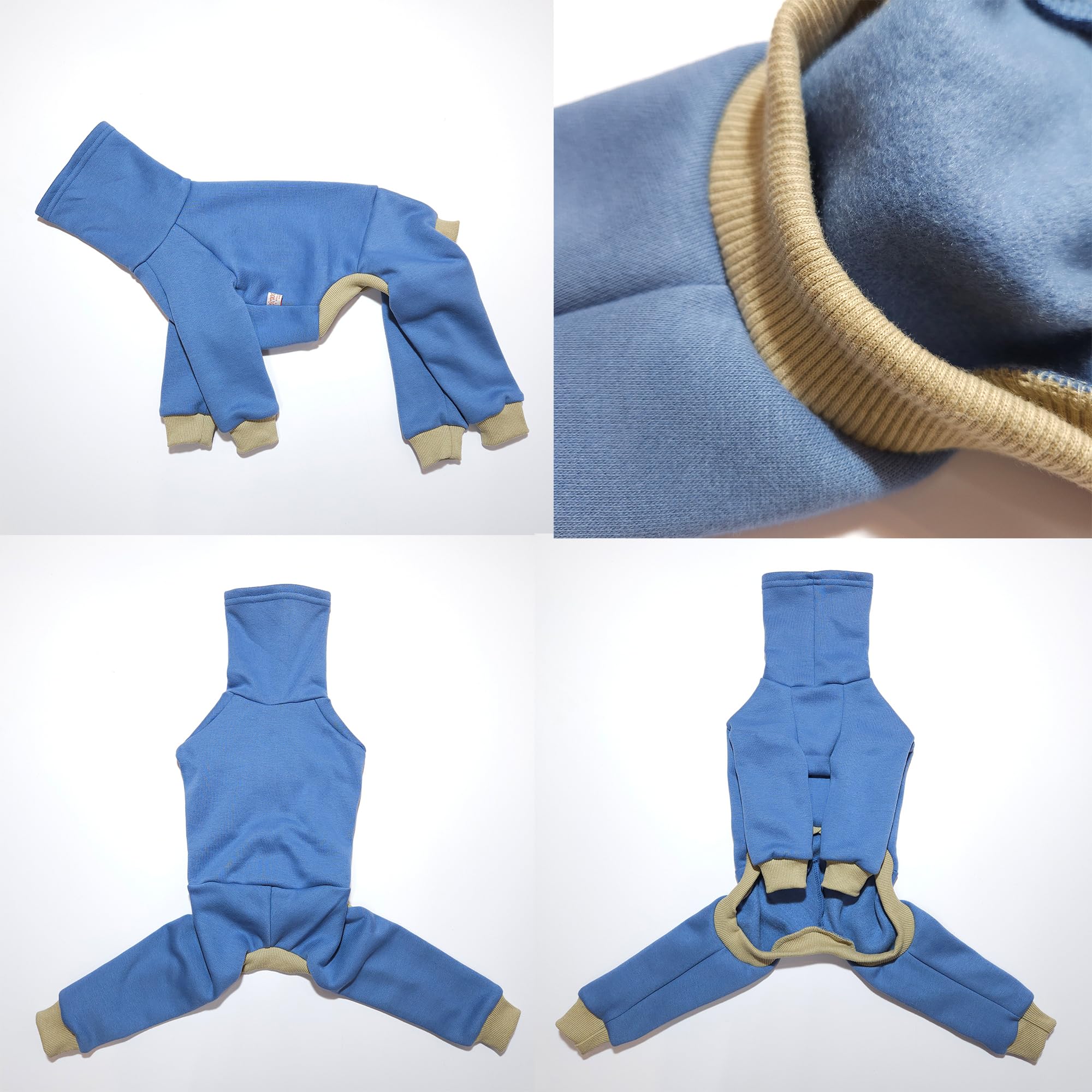 D Doggy Star Italian Greyhound Clothes Strechy Fleeced Lining Simple Onesie Whippet For Dog Coat (2Xl,Simple Blue)