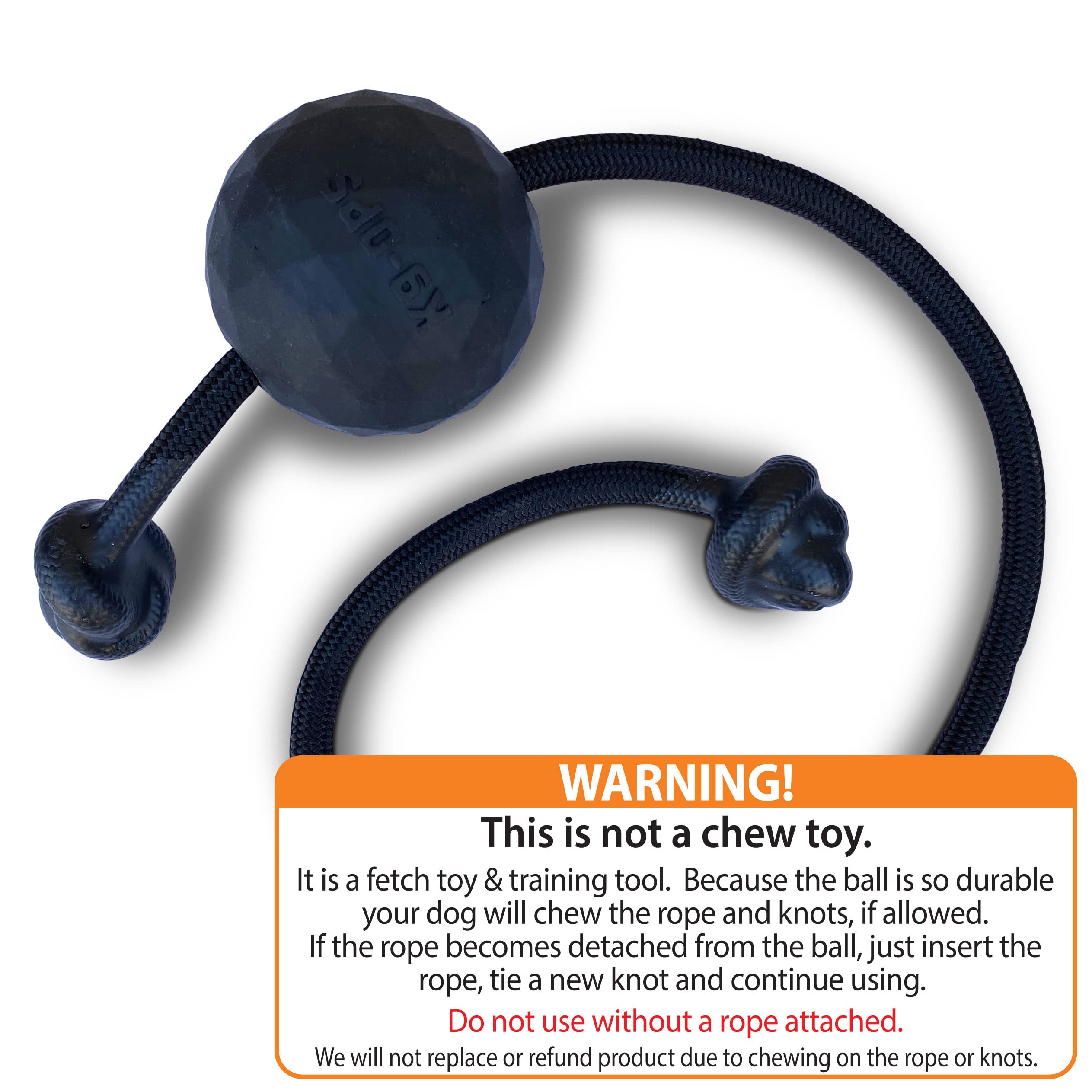 K9 Ops Dog Ball On A Rope Tug Toy - Rubber Fetch Training Reward - Large Dogs Durable Indestructible Chewers Pitbull Dobermann R