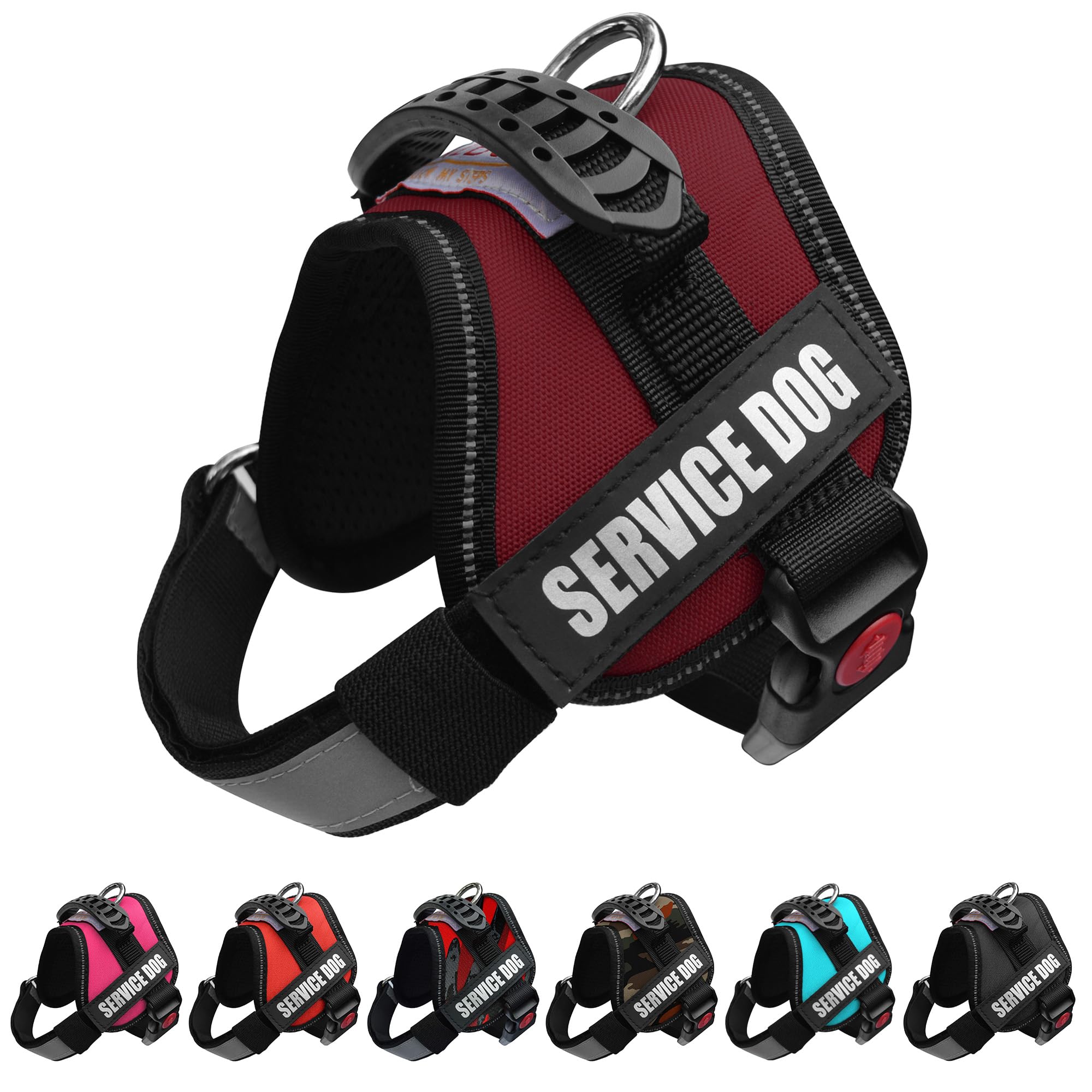 ALBCORP Reflective Service Dog Vest Harness - No-Pull Harness with Handle & Comfy Mesh Padding - Available in Sizes XXS-XL- with