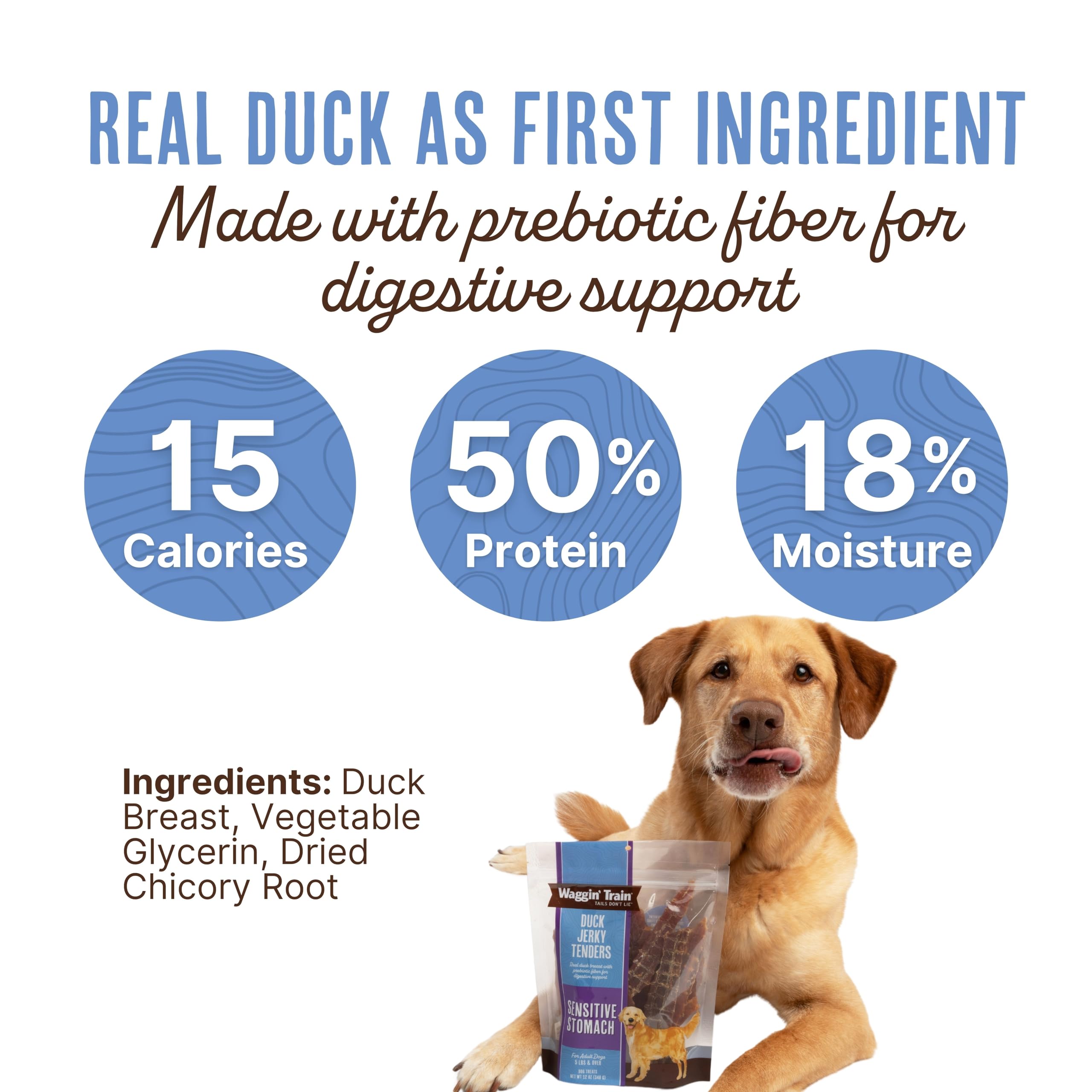 Waggin Train Duck Jerky Tenders for Sensitive Stomach for Dogs - 12 oz Pouch - Grain Free, High Protein Dog Treat