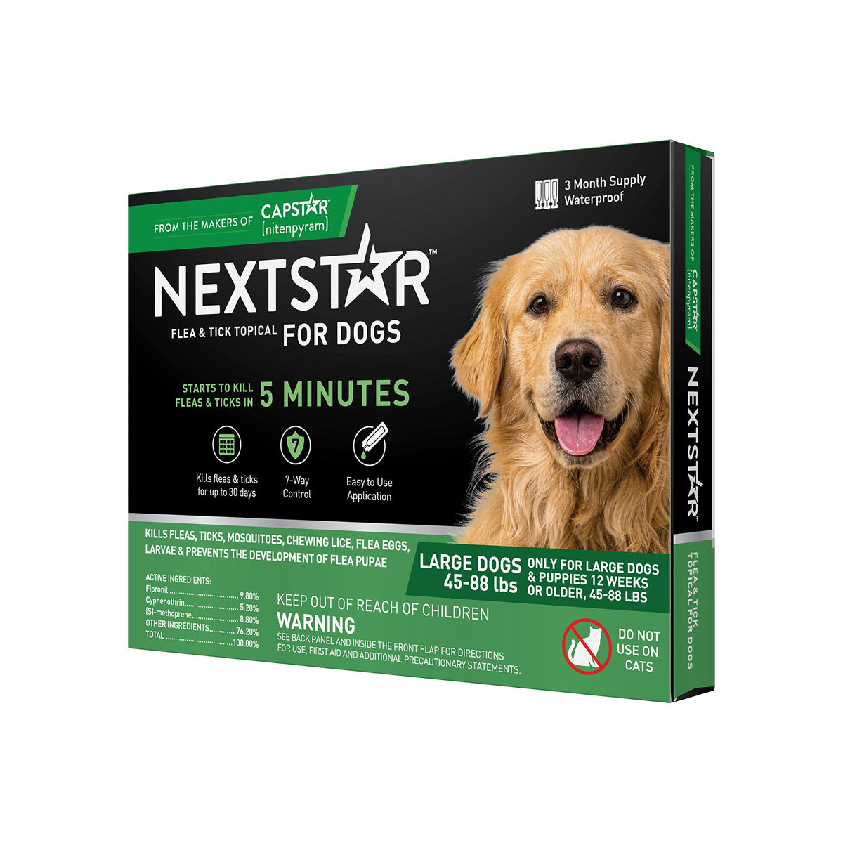 Nextstar Flea And Tick Prevention For Dogs, Dog Flea And Tick Treatment, Waterproof Topical, Fast Acting, Large Dogs (45-88 Lbs), 3 Doses