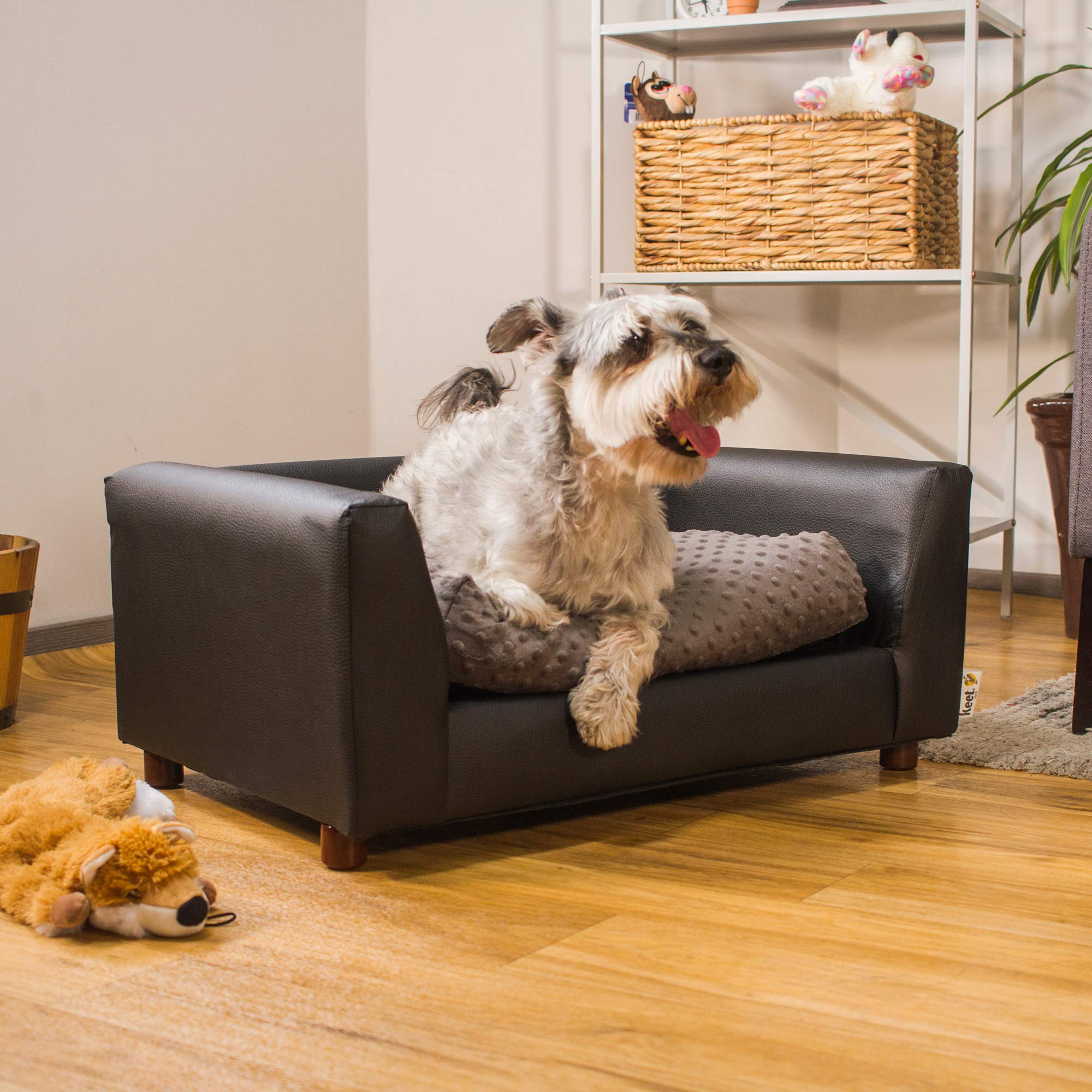 Keet Fluffy Deluxe Pet Bed, Charcoal, Medium
