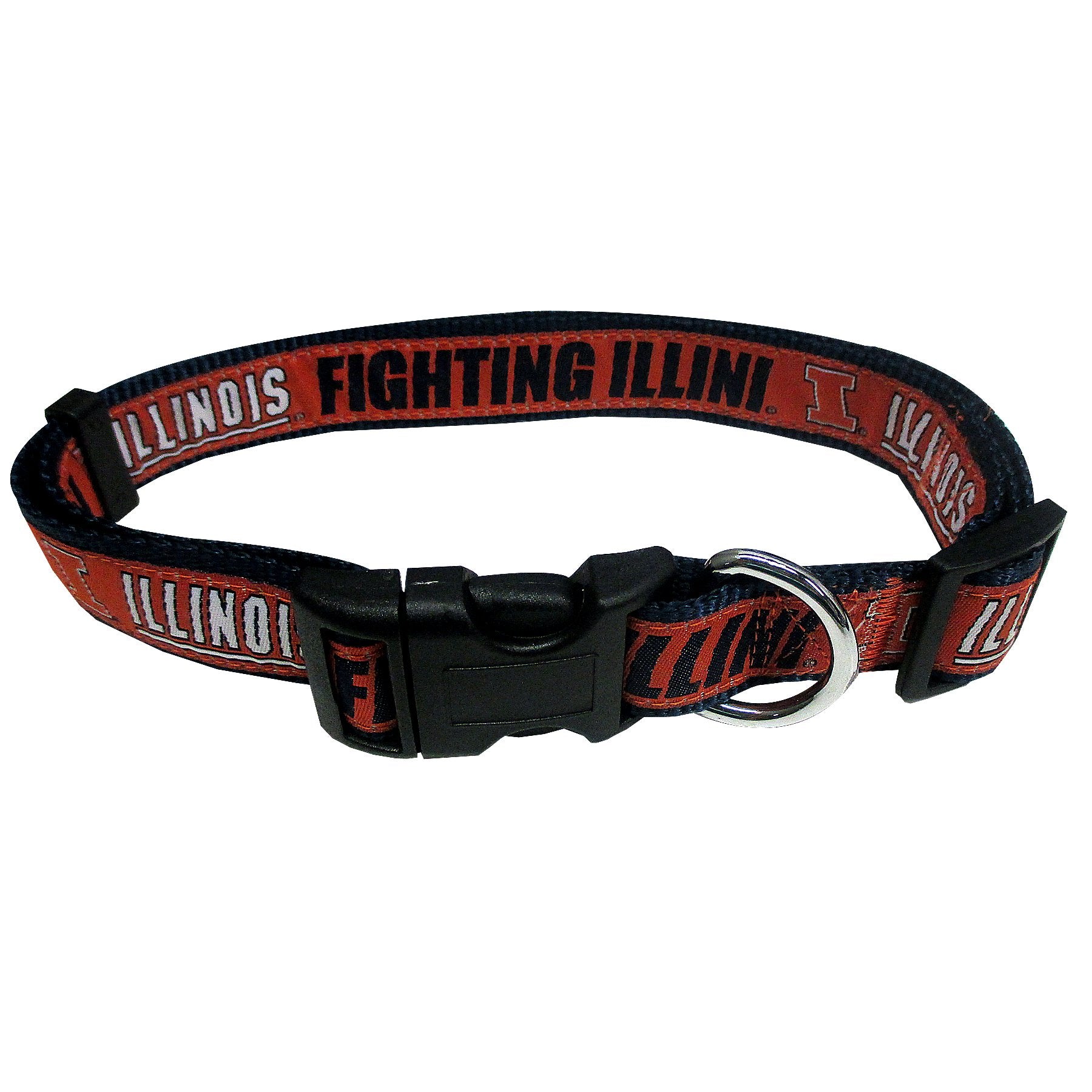 Pets First Collegiate Pet Collar Old Version Illinois Fighting Illini Dog Collar, Size Large. Best Sports Team Collar For Dogs & Cats. A Shiny & Colorful Dog & Cat Collar Licensed By The Ncaa
