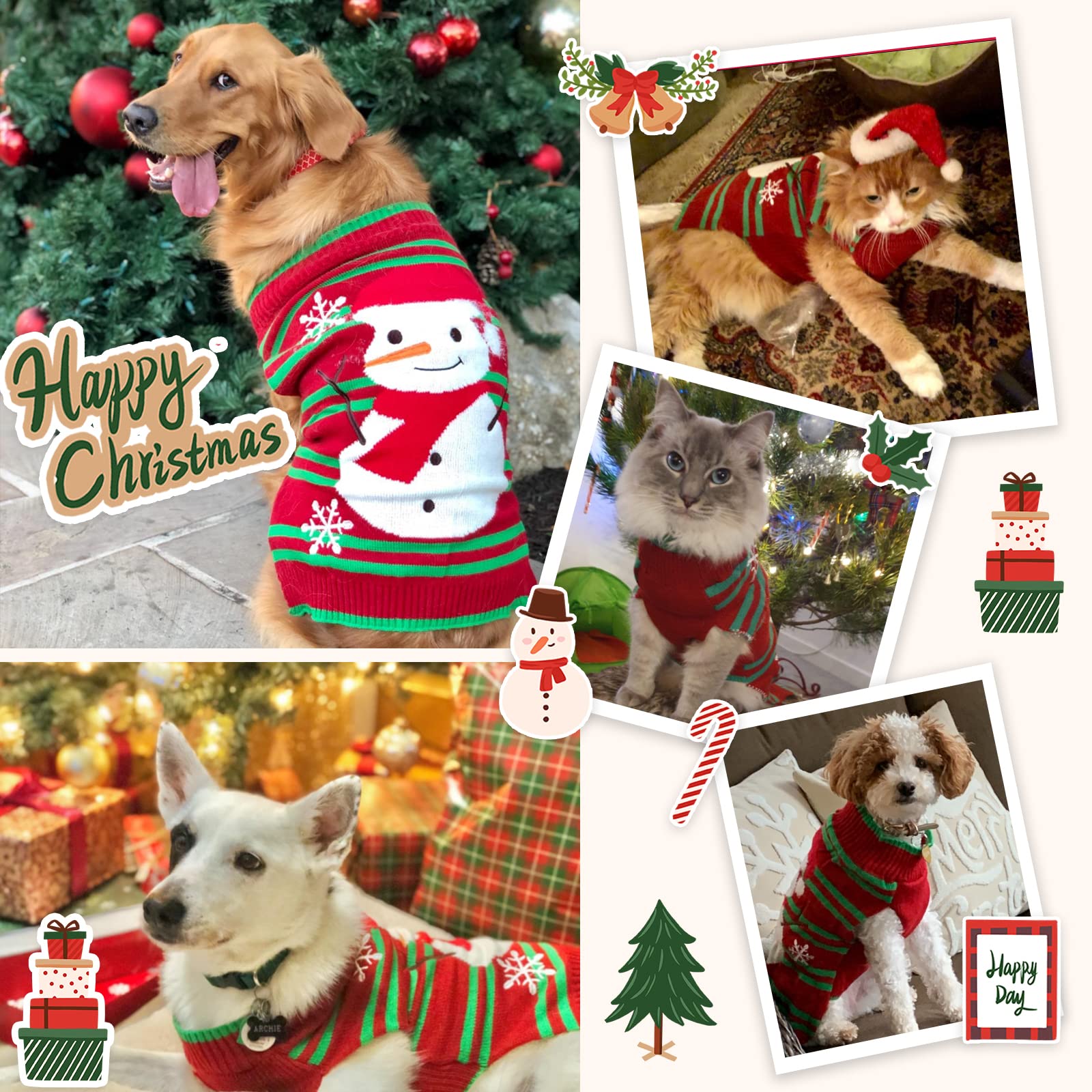 Doggyzstyle Dog Christmas Sweater Cute Snowman Puppy Cat Costume Boy Girls Xmas Holiday Pet Clothes New Year Outfits Gifts For S