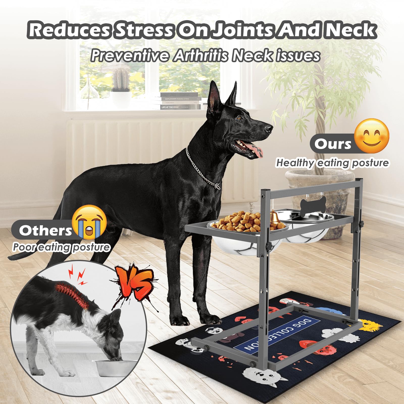 Shainfun Elevated Dog Bowls For Large Dogs And Extra Large Sized Dog Raised Dog Bowl Stand Adjustable Height With Two 3000Ml(13-