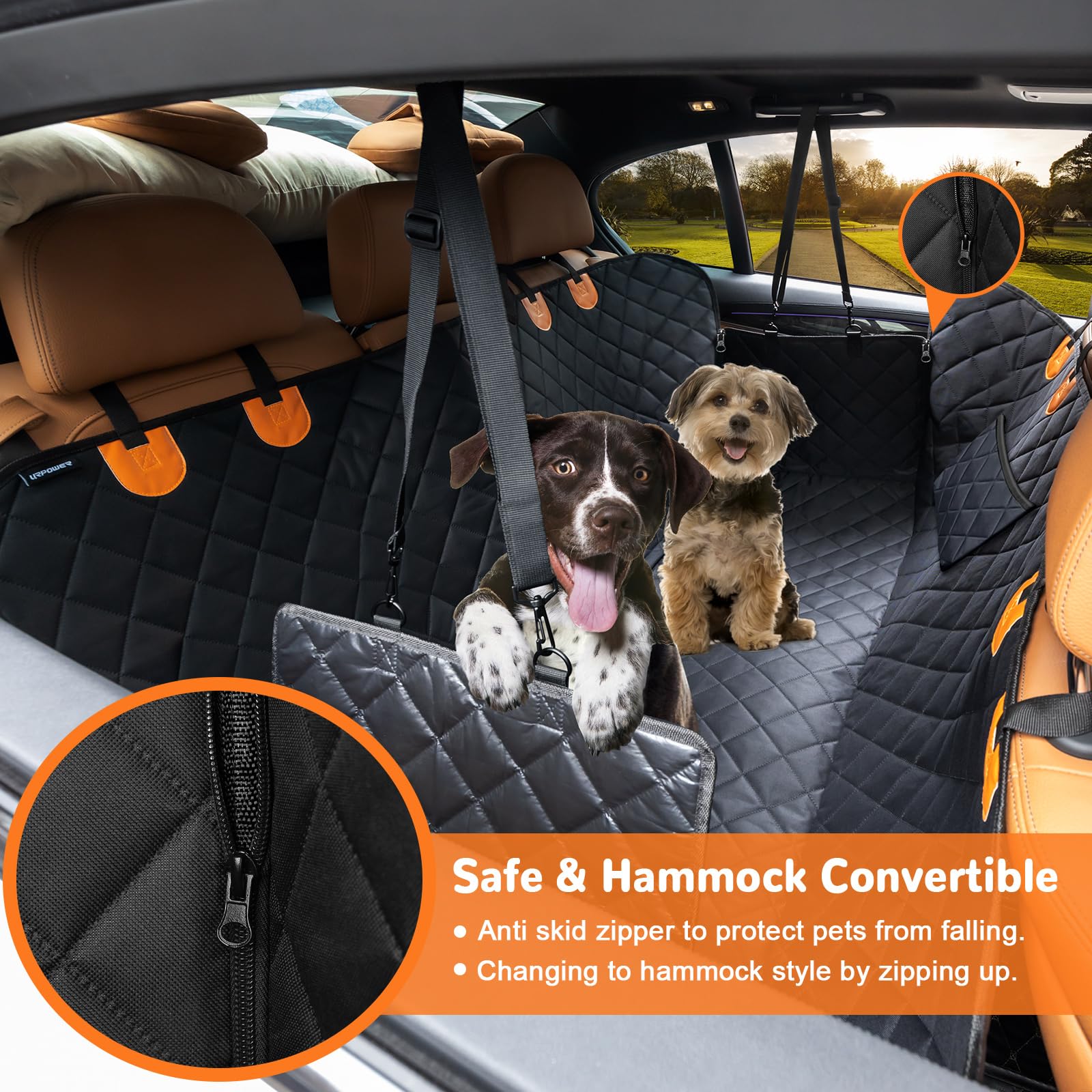 Urpower Dog Seat Cover 100% Waterproof Hammock 600D Heavy Duty Scratch Proof Nonslip Durable Soft Pet Back Seat Covers For Cars
