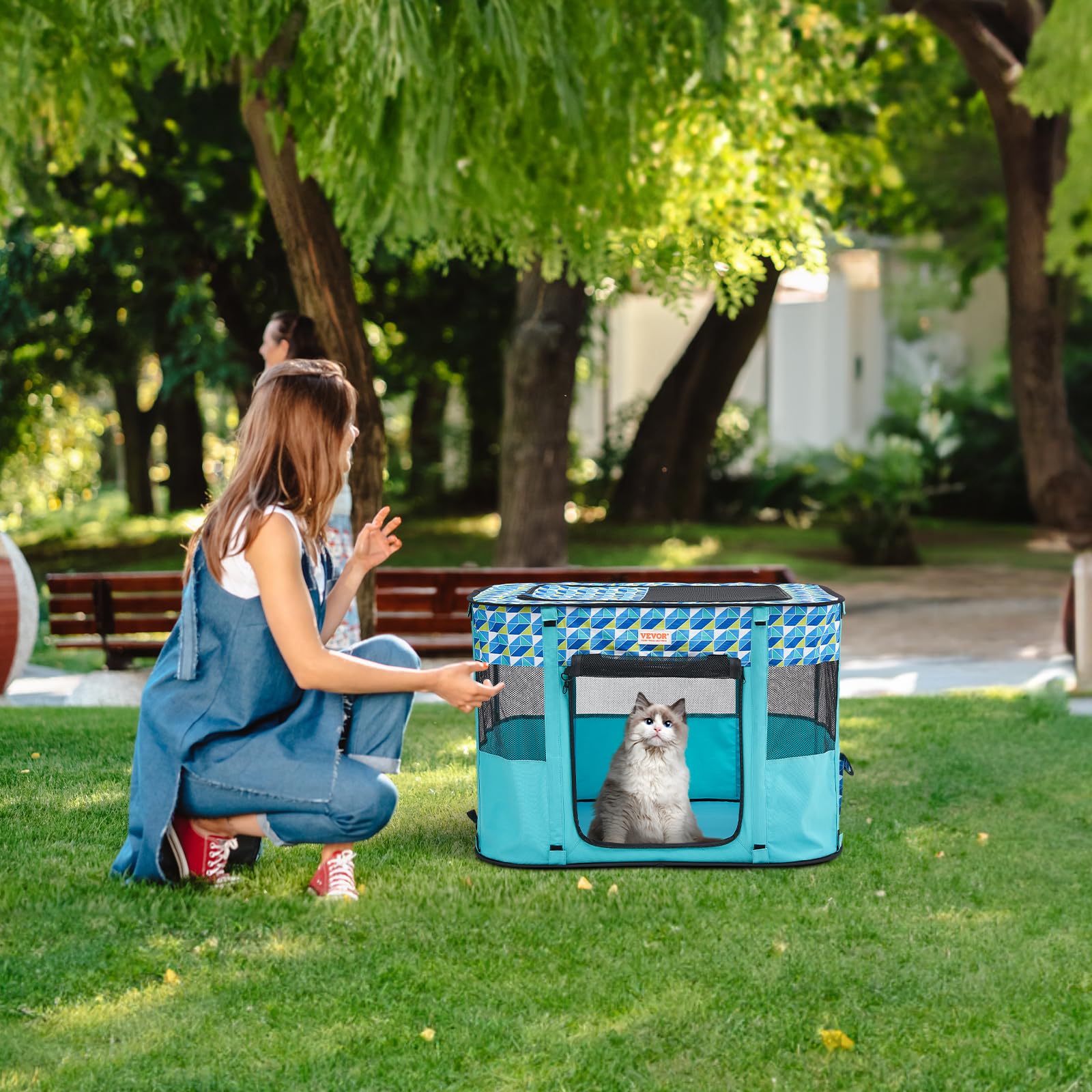 VEVOR Foldable Pet Playpen, 32 x 24 x 22 Portable Dog Playpen, Crate Kennel for Puppy, Dog, Cat, Waterproof 600D Oxford Cl