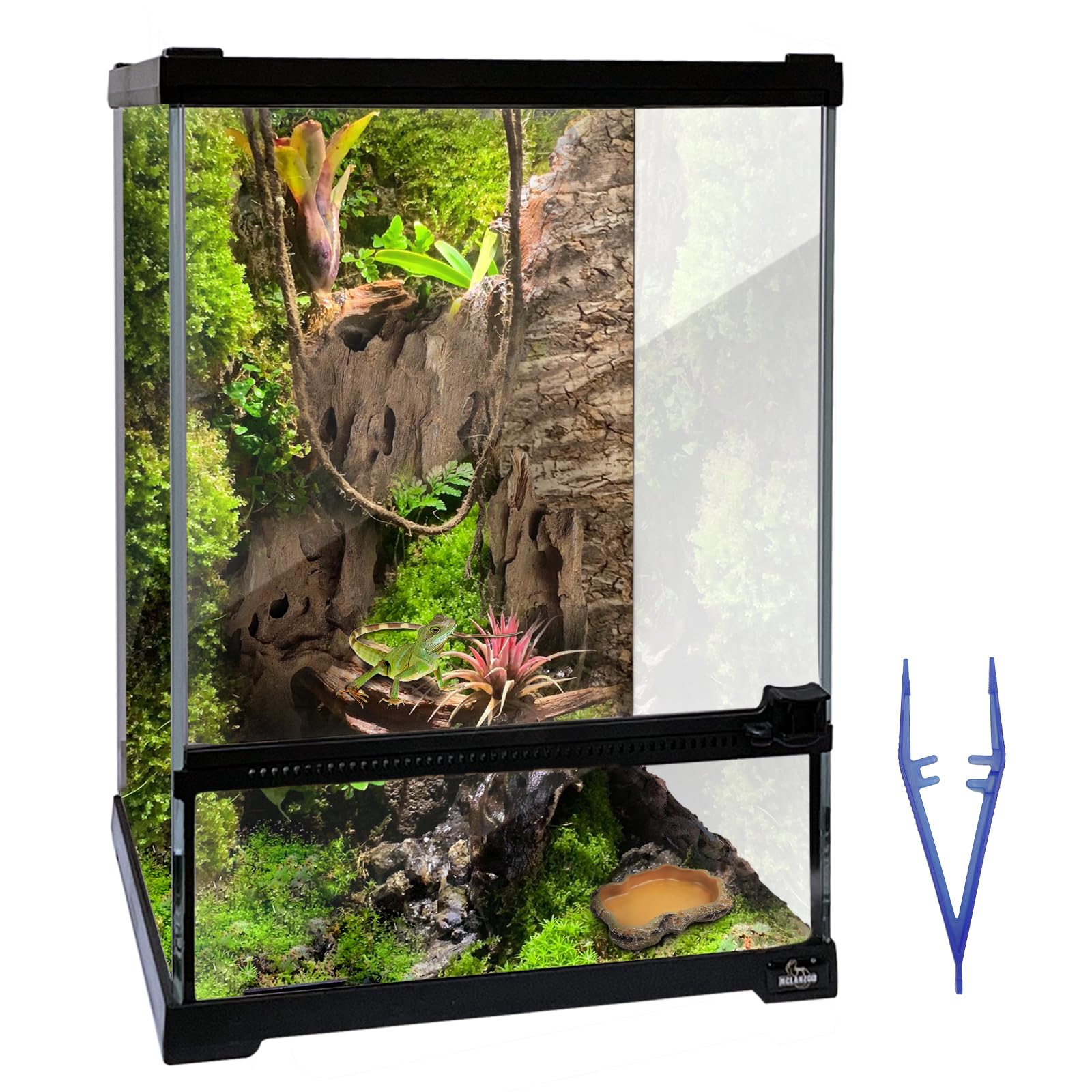 Waazoorep Reptile Glass Terrarium Tank 10 * 10 * 14In, Full View With Front Opening Door,Amphibians Enclosure Habitat Cage For L
