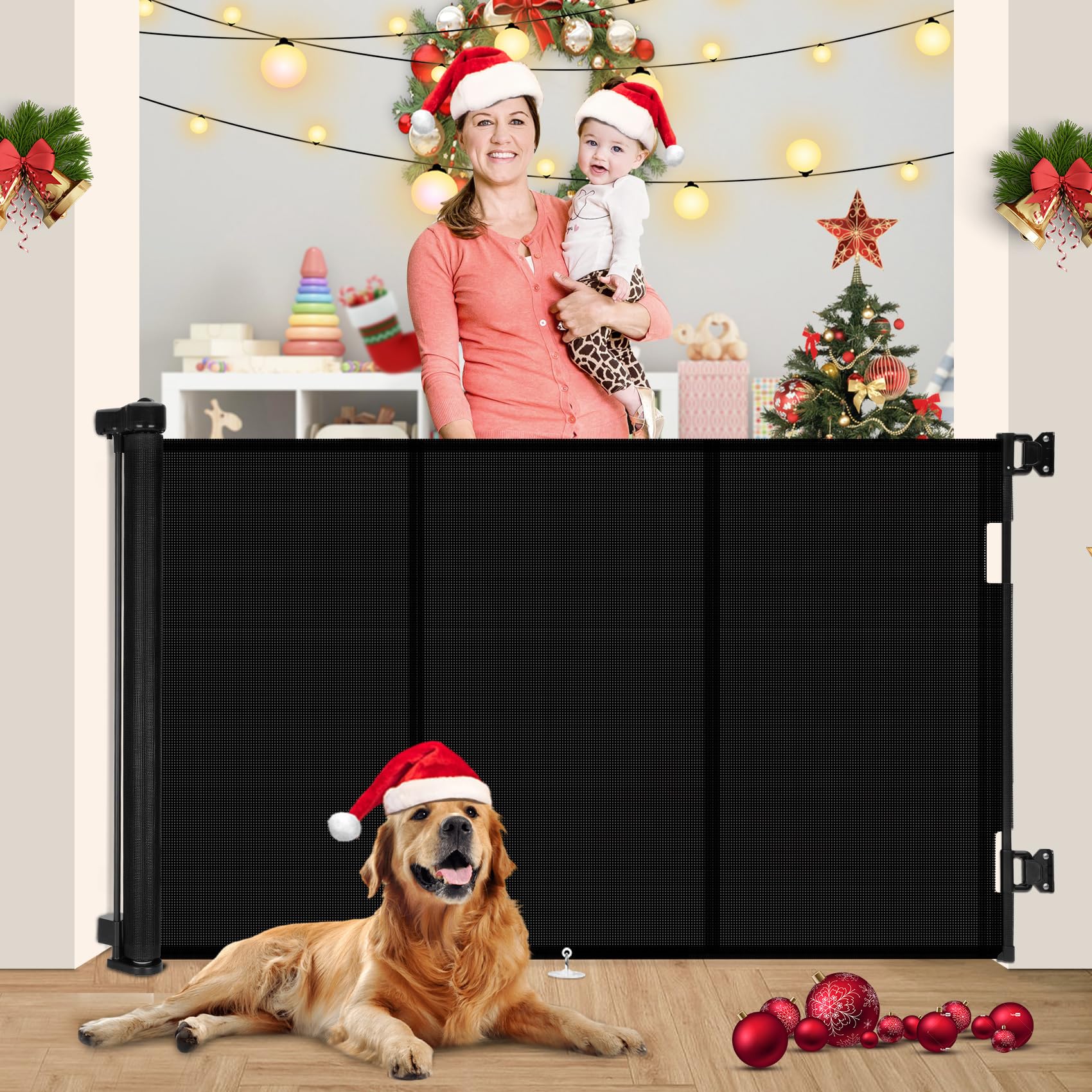 Upgrade 71' Retractable Baby Gates With Reinforced Strip Design To Prevent Crawling Through, 42' Tall Retractable Gate For Baby And Pet, 6 Ft Baby Gates For Stairs, Doorways, Hallways