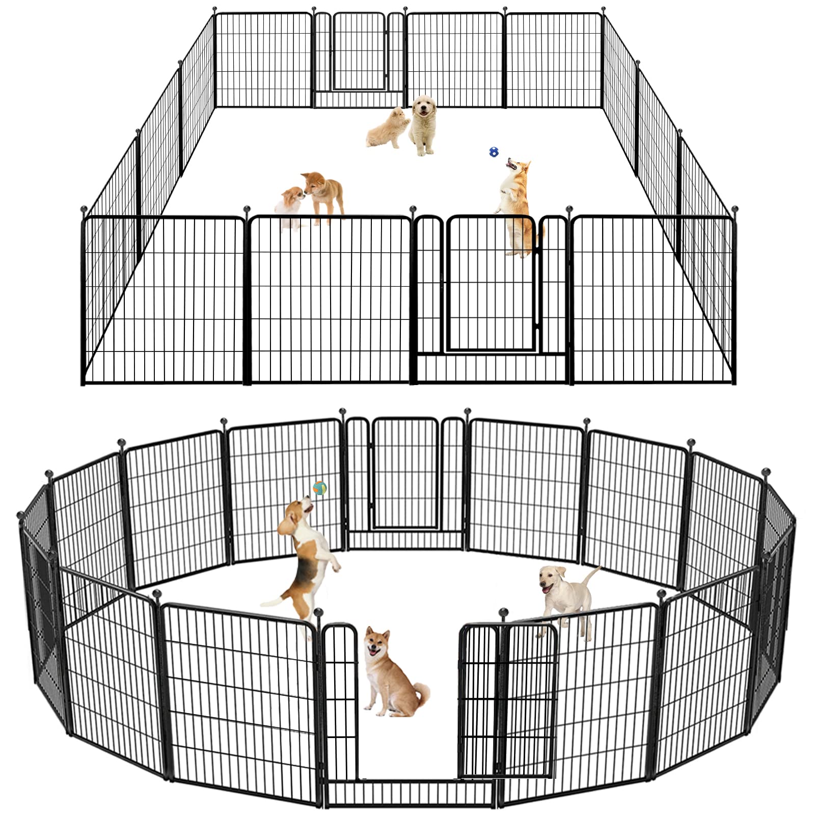 Jhsomdr Dog Playpen 32 Inch 20 Panels Indoor Outdoor Dog Pen For Medium/Small Dogs Heavy Duty Metal Dog Fence Outdoor For Yard, 