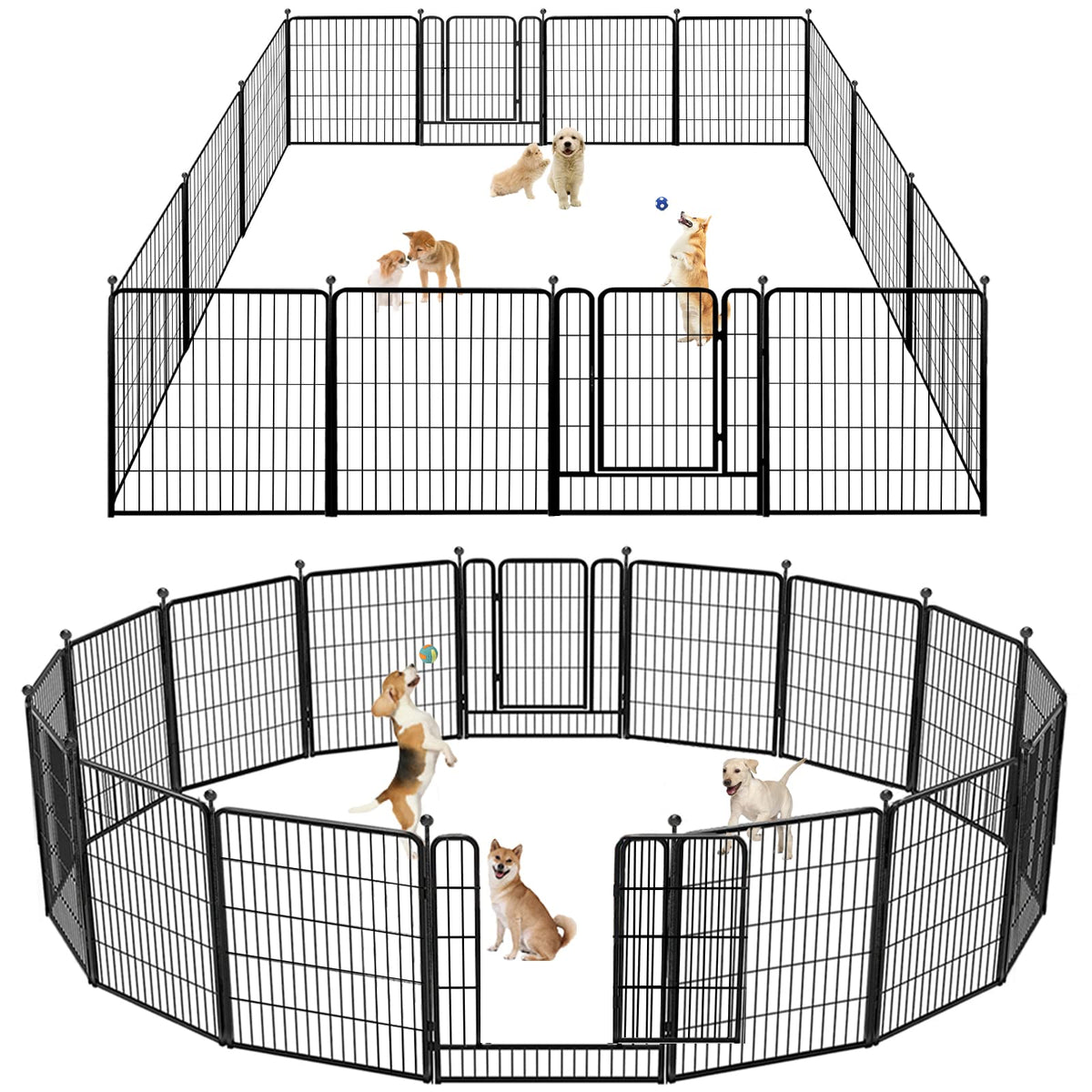 Jhsomdr Dog Playpen 32 Inch 20 Panels Indoor Outdoor Dog Pen For Medium/Small Dogs Heavy Duty Metal Dog Fence Outdoor For Yard, 