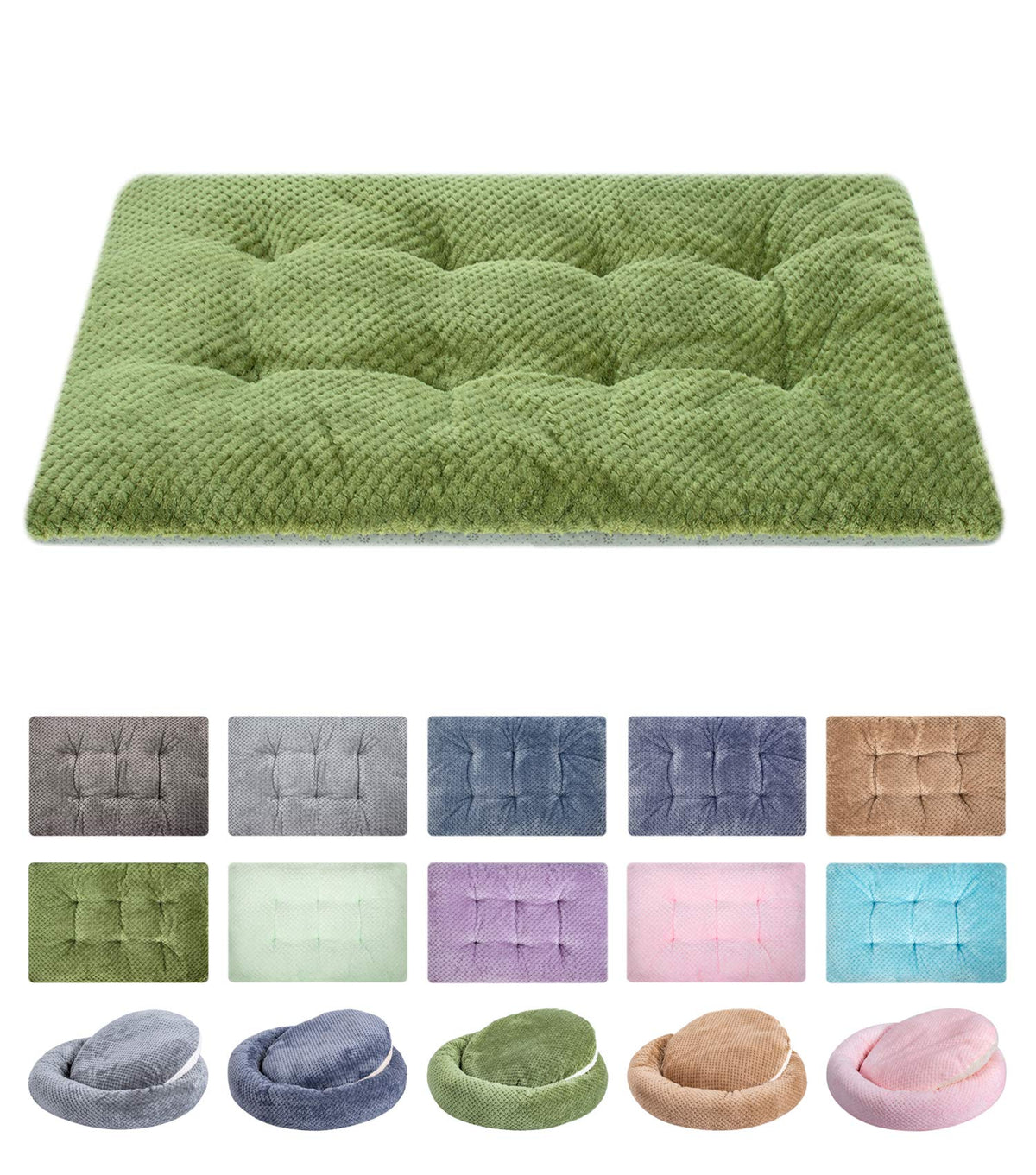 Wonder Miracle Fuzzy Deluxe Pet Beds, Super Plush Dog Or Cat Beds Ideal For Dog Crates, Machine Wash & Dryer Friendly (23' X 35', L-Olive Green)