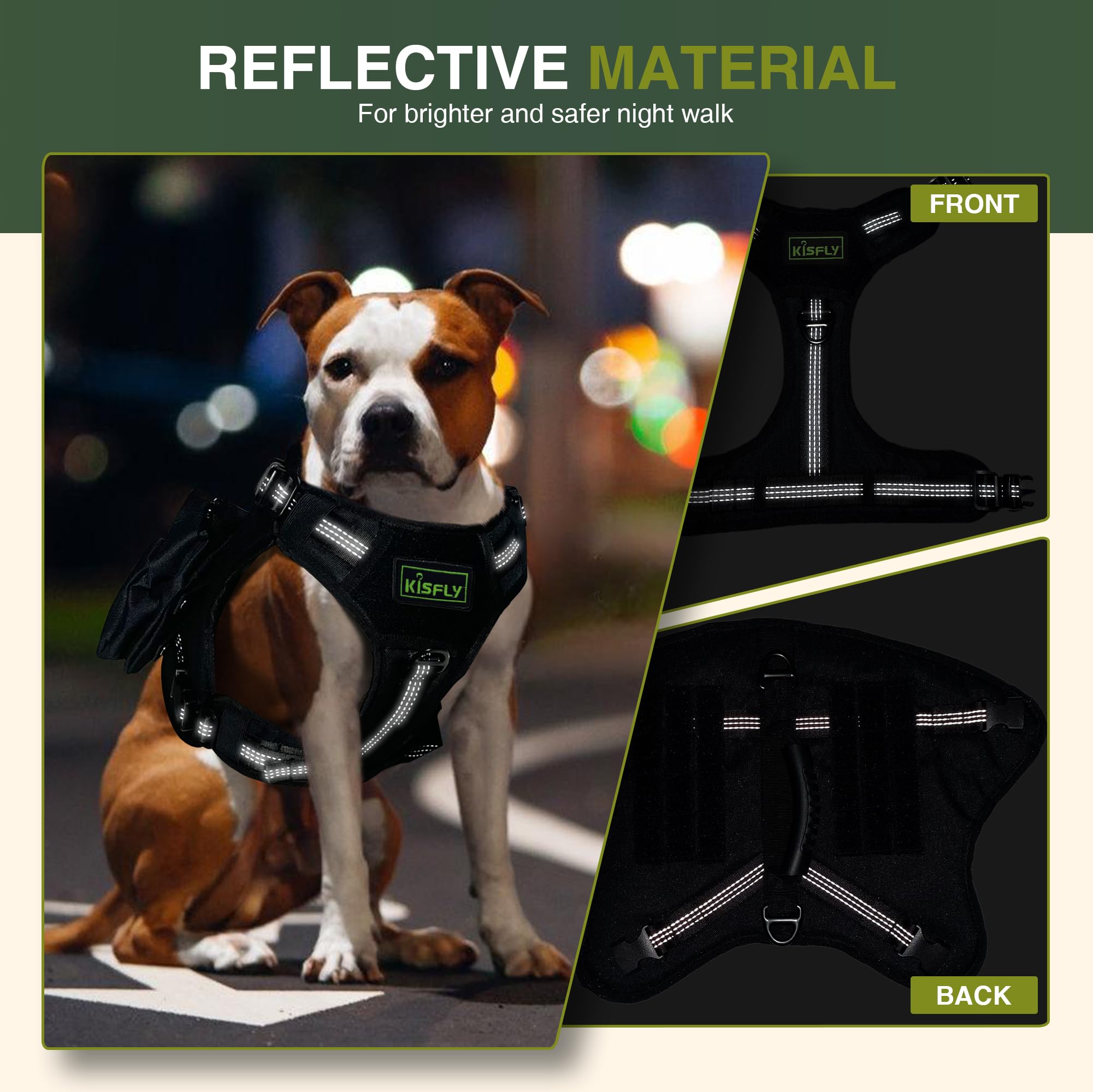 Tactical Dog Harness With Reflective Material, Adjustable Heavy-Duty No Pull Harness, Tear-Resistant Dog Tactical Vest With Hand