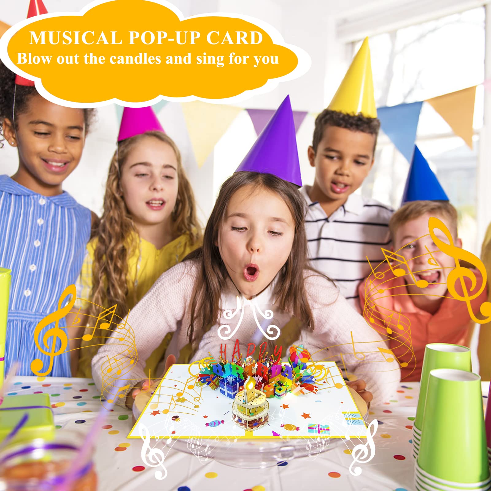 Birthday Card,Musical Birthday Cards With Light And Music, Blowable, 3D Birthday Popup Card,Birthday Card For Women- Plays Hit S