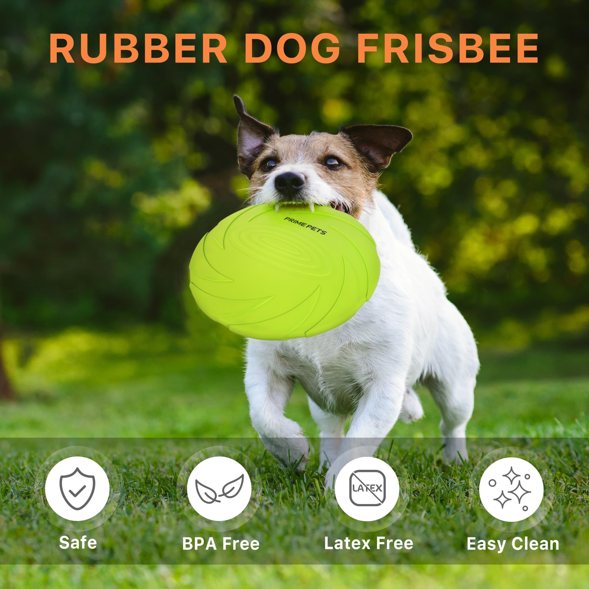 PrimePets Dog Frisbees, 2 Pack, 7 Inch Dog Flying Disc, Durable Dog Toys, Nature Rubber Floating Flying Saucer for Water Pool Be