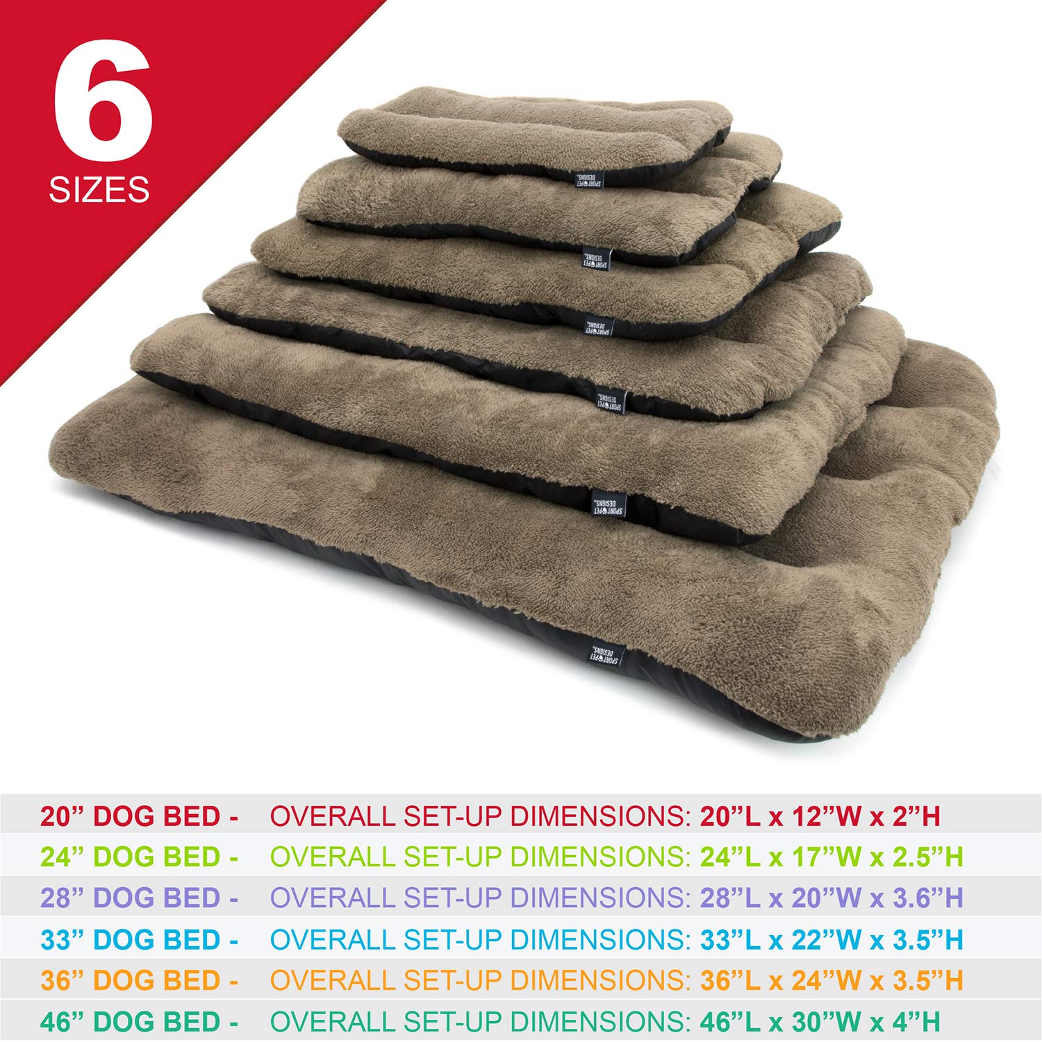 Sportpet Designs Waterproof Pet Bed - Fits Sportpet Plastic Dog Kennel, 20 Inches,Brown