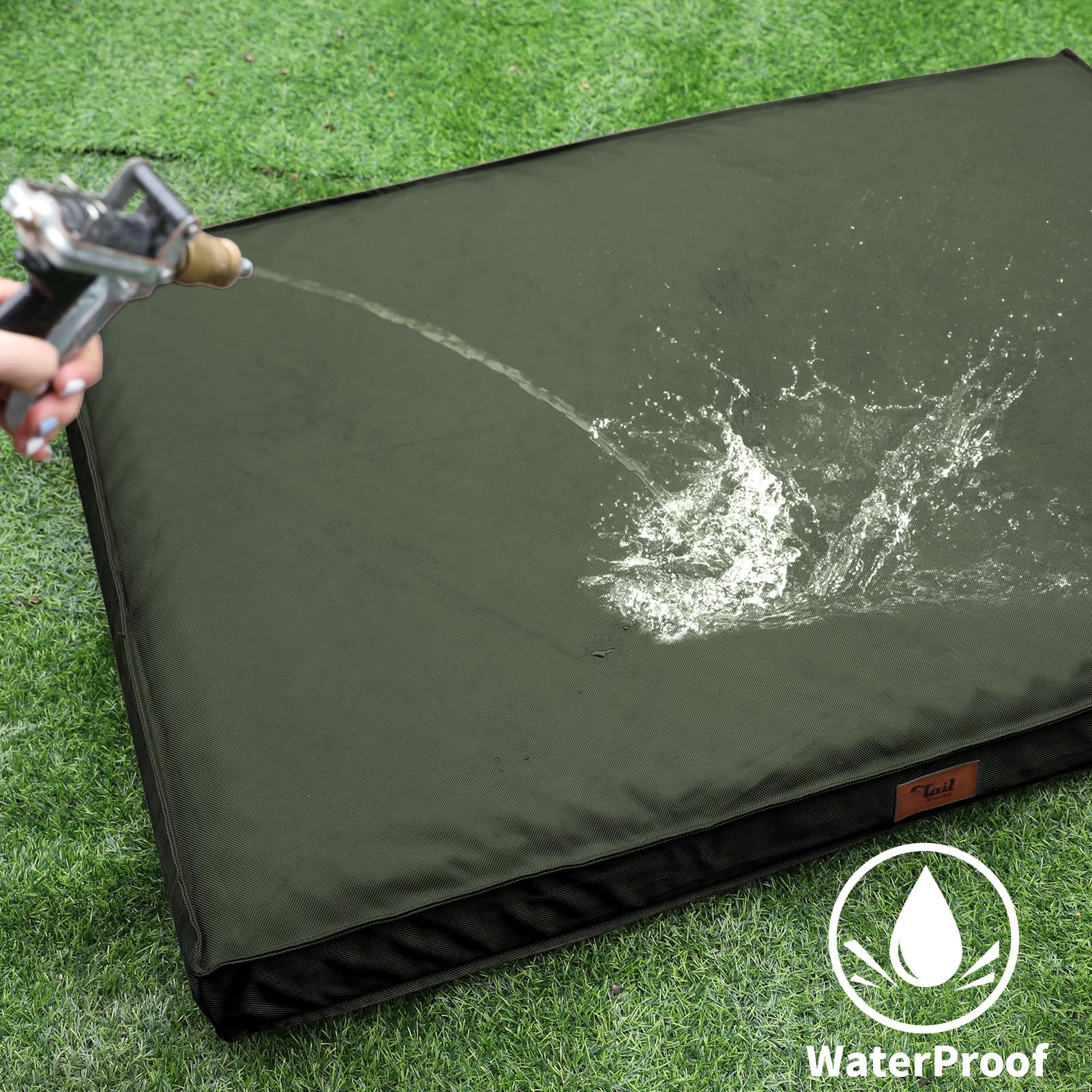 Tail Stories Outdoor All Weather Dog Bed, Waterproof Dog Bed For Large Dogs, Orthopedic Egg Foam Indestructible Pet Bed With Washable Removable Cooling Dog Bed Cover