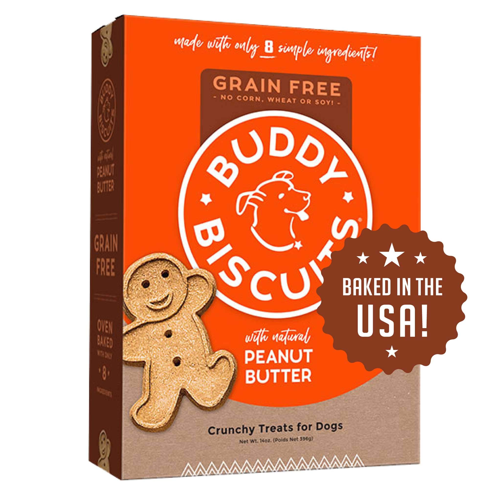 Buddy Biscuits 14 oz Box of Grain-Free Crunchy Dog Treats Made with Natural Peanut Butter