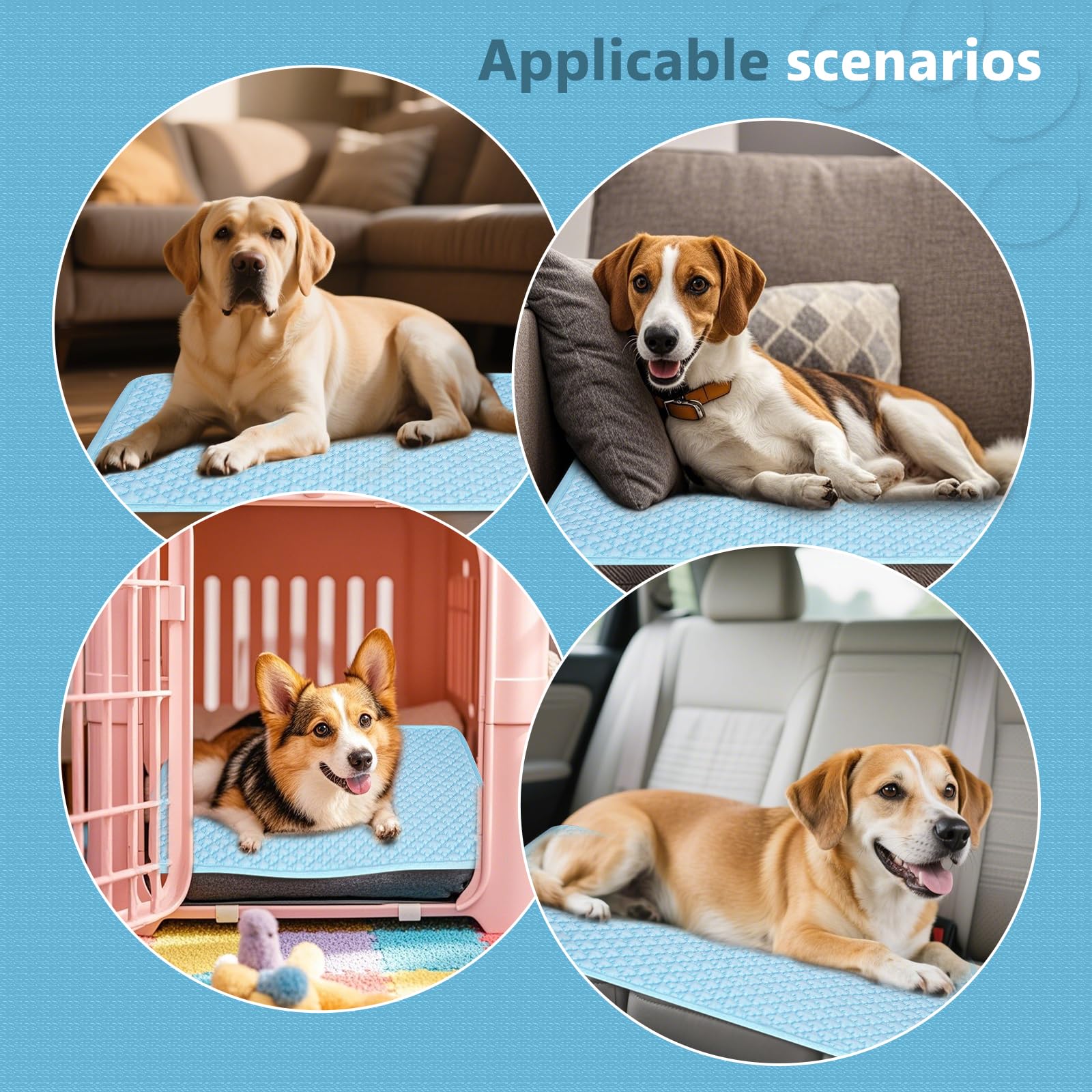 Somoya Dogs Cooling Mat Pet Cool Pads Blanket Sleeping Kennel Mat,Washable Ice Silk Sleep Mat Pad Breathable For Large Dogs Cats