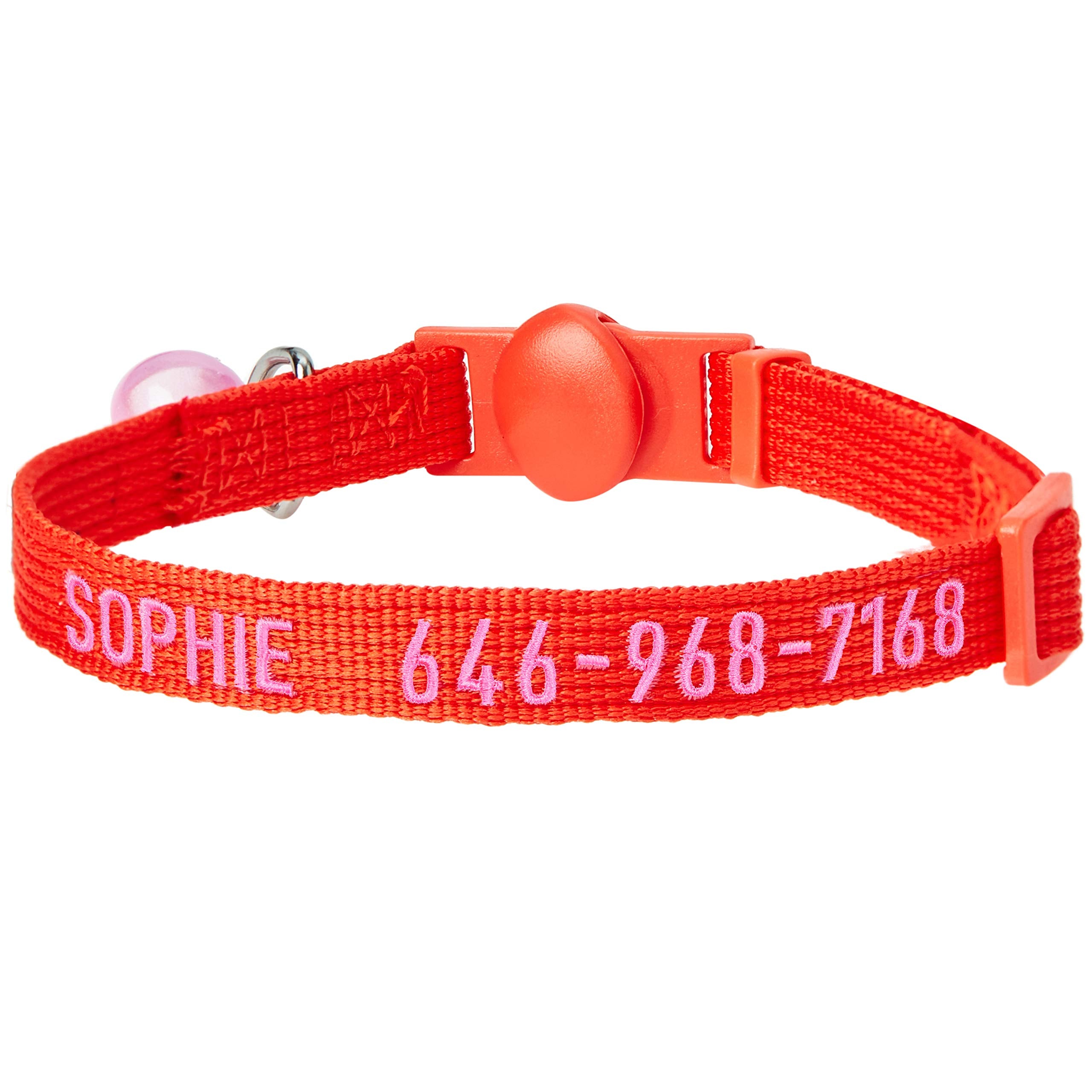 Blueberry Pet Pack Of 2 Personalized Perfect Orange Cat Collars With Bell & Detachable Flower, Adjustable Breakaway Id Collars E
