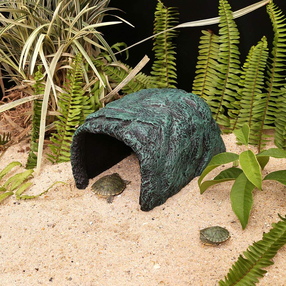Reptile Rock Hide Cave Natural Hideout For Reptiles/Small Lizards/Turtles/Fish/Amphibians/Bearded Dragon Tank Accessories