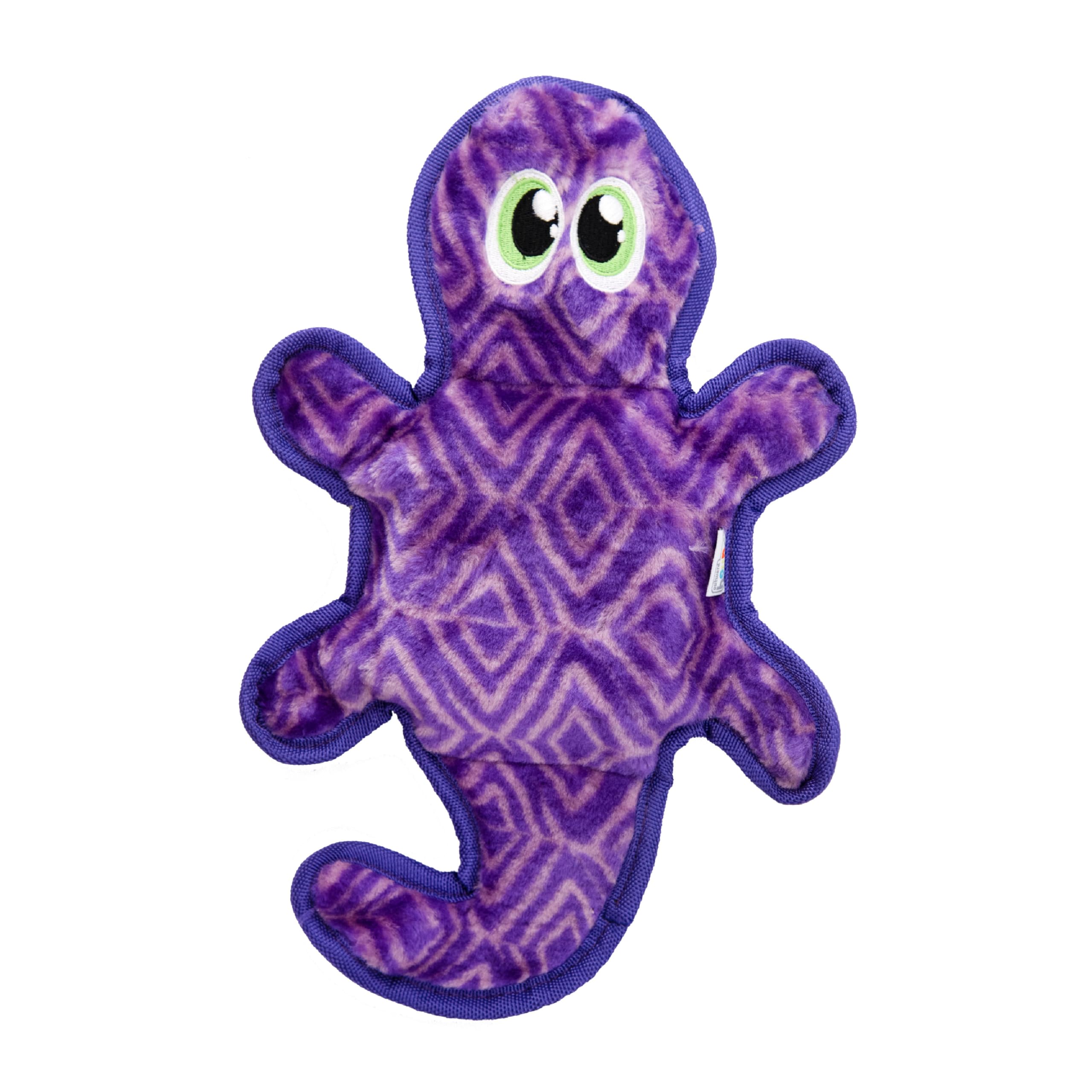Outward Hound Durablez Tough Plush Squeaky Dog Toy, Gecko, Purple, Medium